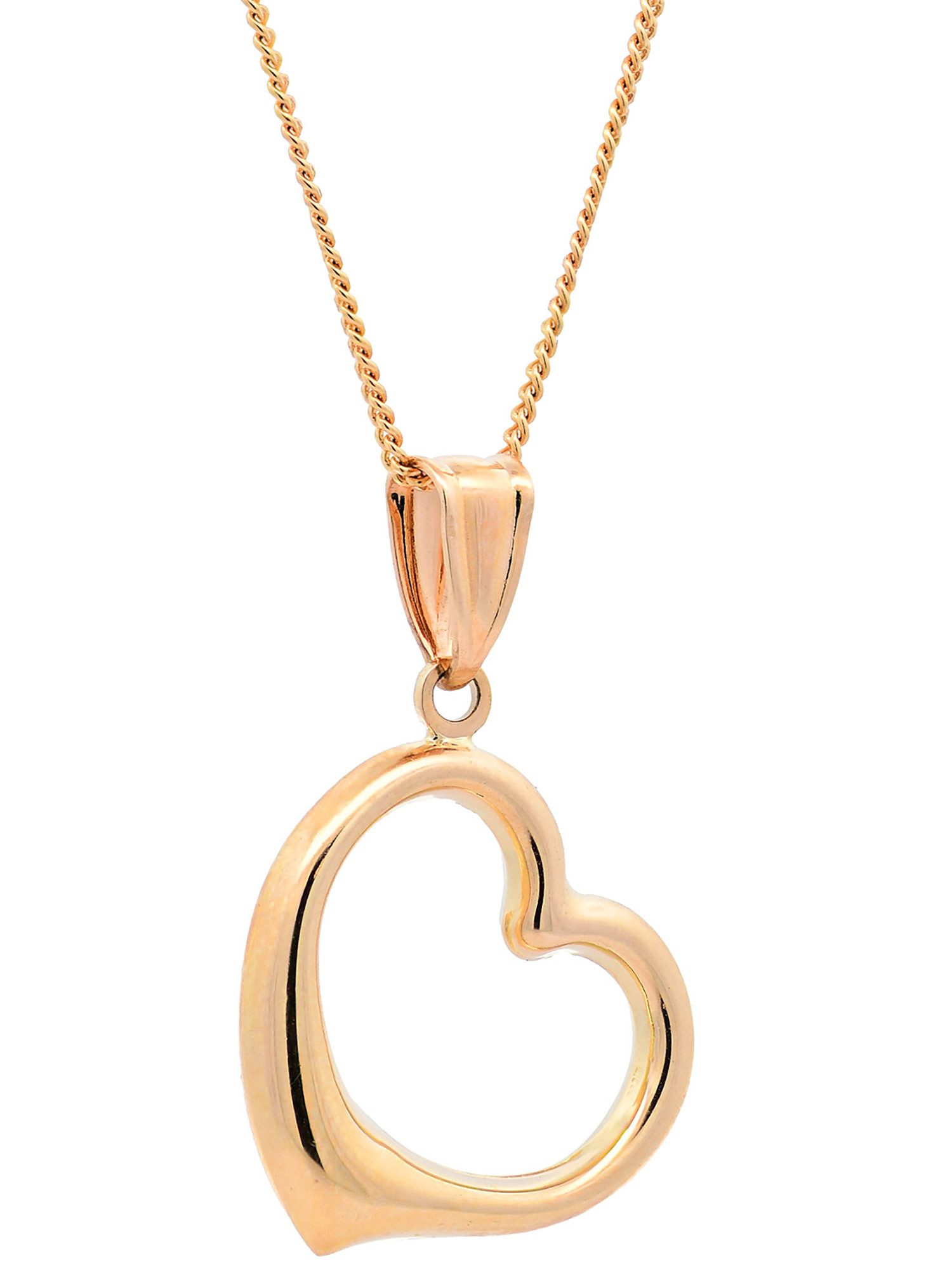 Herzanhänger Anhänger Herz mit 1,1 mm Goldkette 36 cm massiv 585-14 Karat Gold