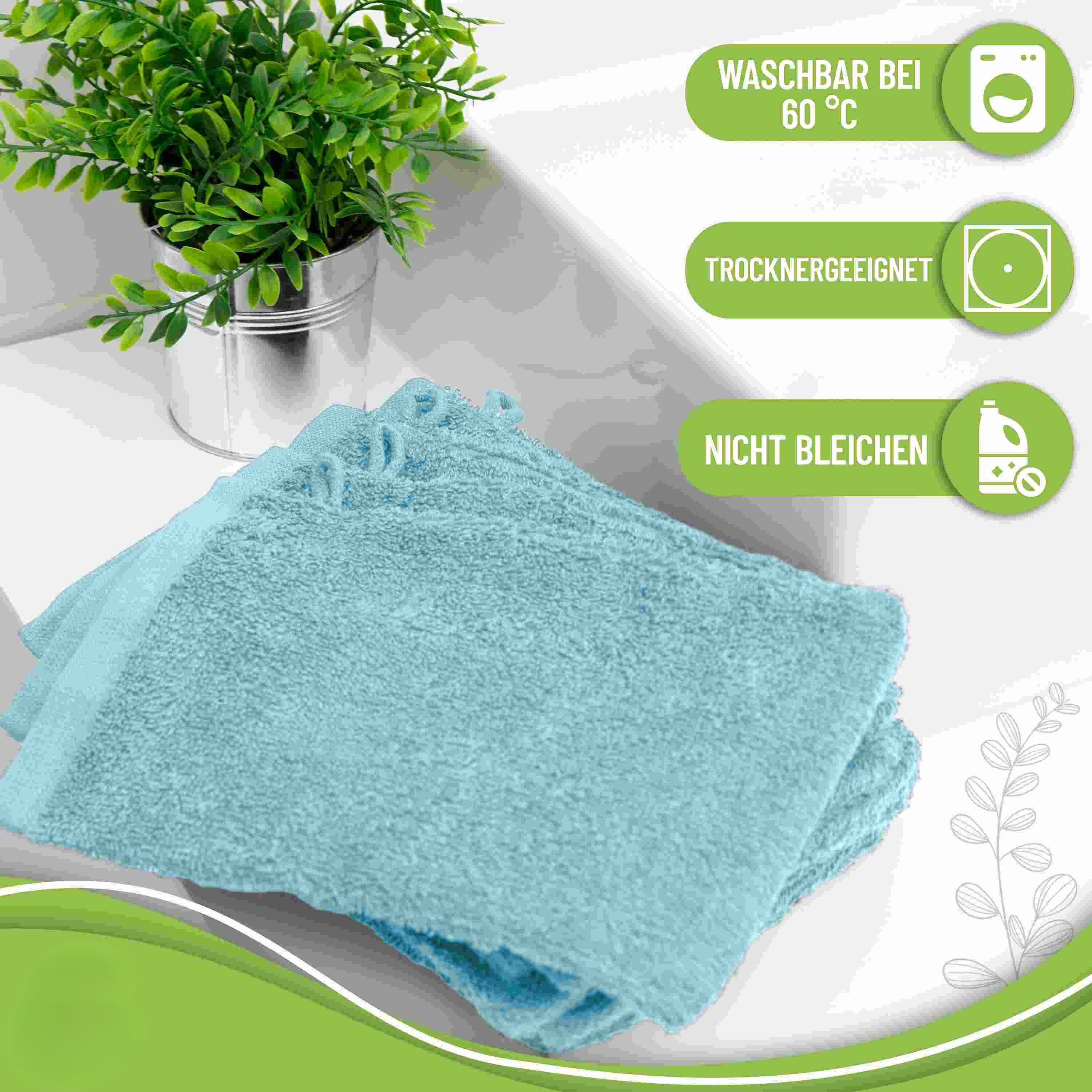 NatureMark Waschhandschuh 10er-Set Frottier Waschhandschuhe, 100% Baumwolle (10-St), Premium Frottier Waschhandschuhe, 15x21cm, Hell blau