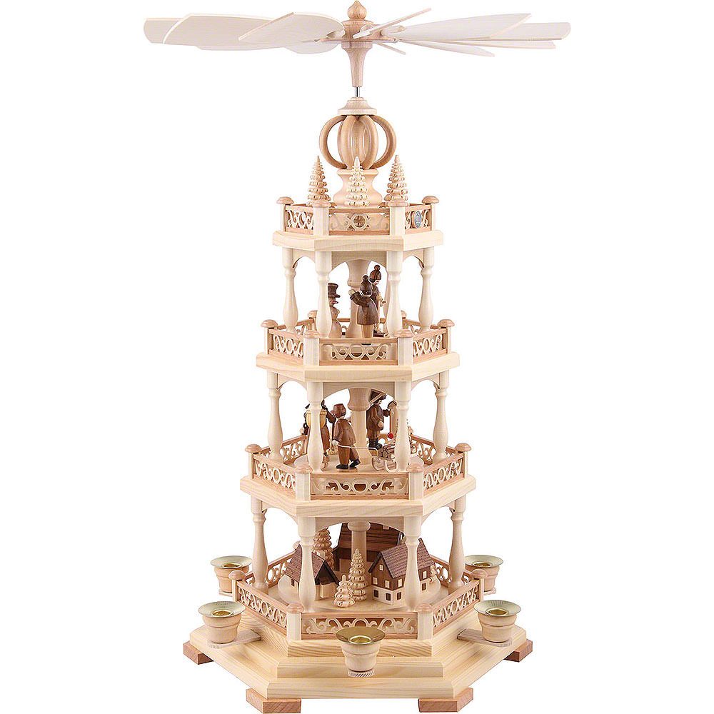 Müller Kleinkunst GmbH Seiffen Weihnachtspyramide 4-stöckige Pyramide Erzgebirgsmotiv (54cm) von Müller Kleinkunst
