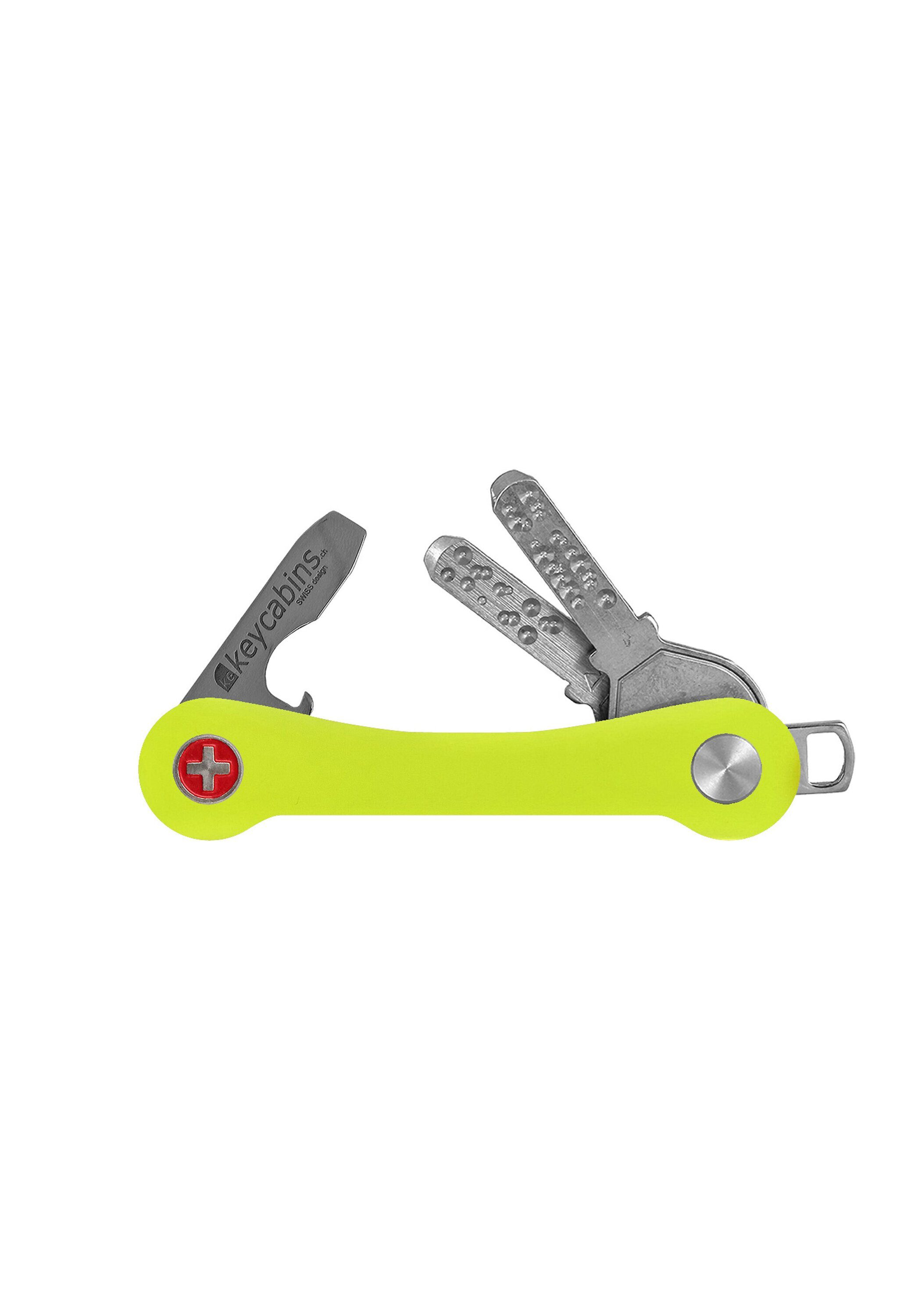 keycabins SWISS yellow Schlüsselanhänger Snowboard-Ski neon S1, made