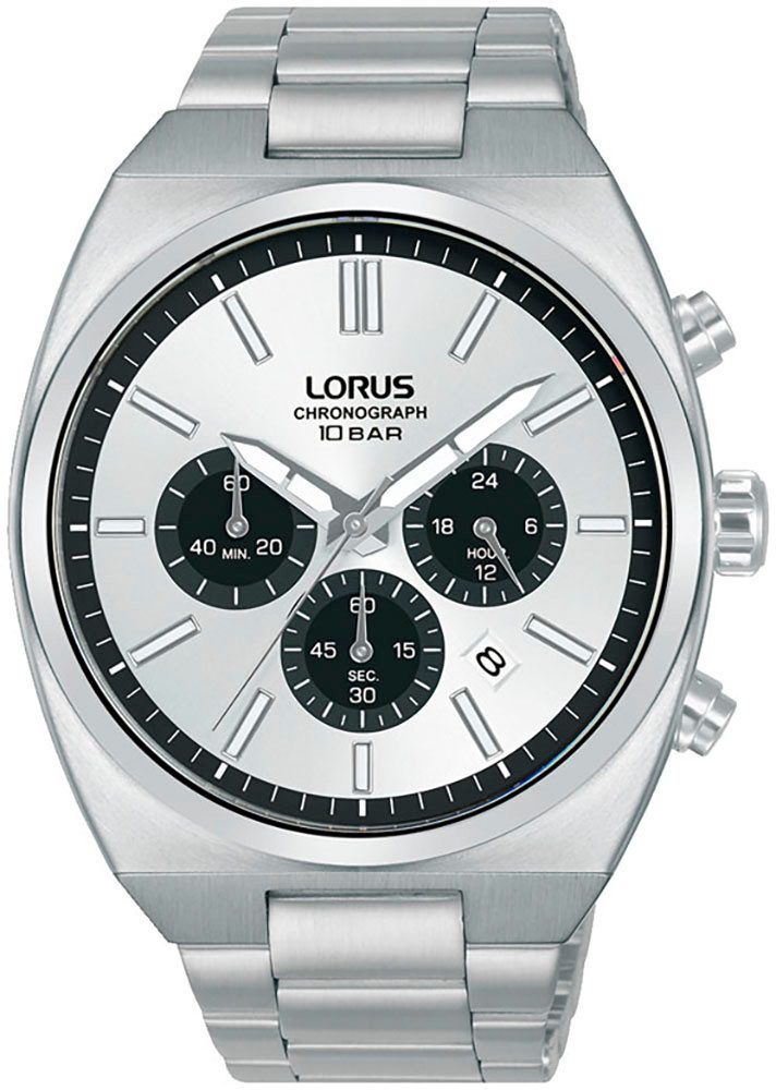LORUS Chronograph Sports RT369KX9, Quarzuhr, Armbanduhr, Herrenuhr, Edelstahlarmband, Tag, Stoppfunktion
