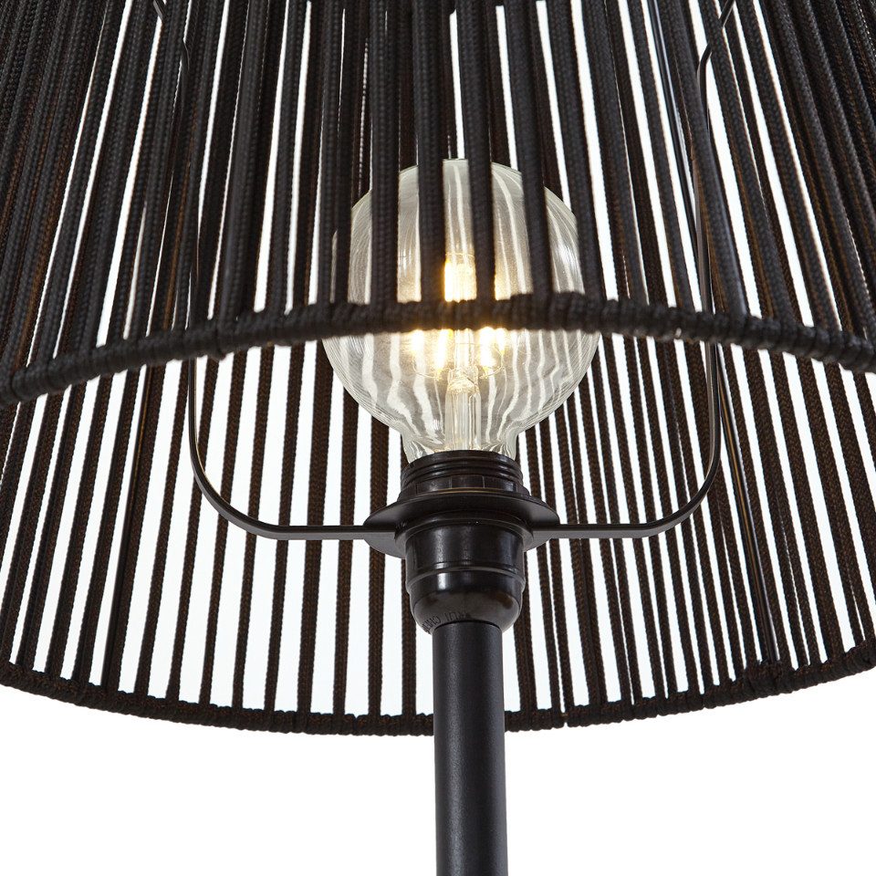 Qazqa Außen-Stehlampe Virginia, ohne Leuchtmittel, Warmweiß, QAZQA Außen Boden­leuchte, e27, Schwarz, Stahl, Japandi