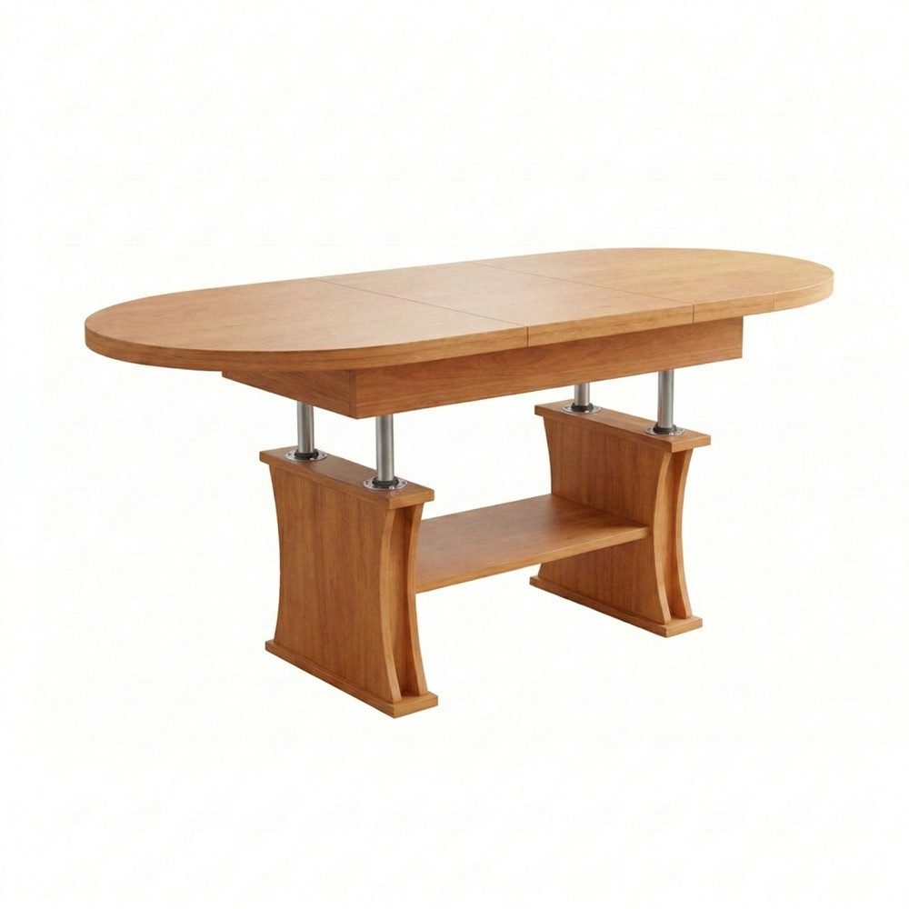 designimpex Couchtisch DA-130 oval ausziehbar höhenverstellbar mit Ablage Wohnzimmer Tisch, Funktionstisch, Wohnzimmertisch, Tisch, Esstisch, Sofatisch, Rollen