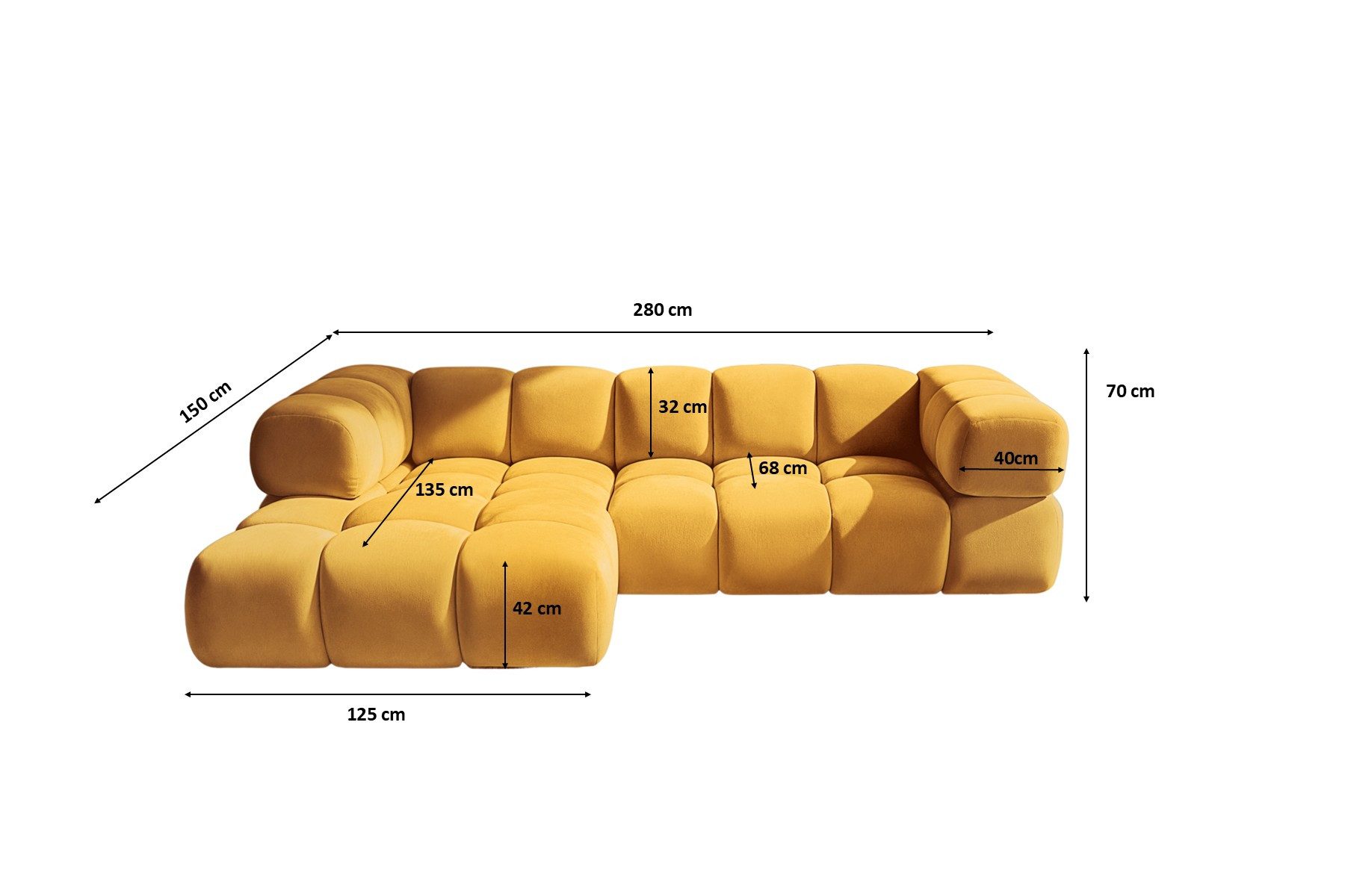 Kaiser Möbel Ecksofa luxuriöses Velours-Sofa im Stoff Bluvel modernes AVERRO, Premium-Velours Bluvel,Weiche abgerundete „Bubble“-Formen
