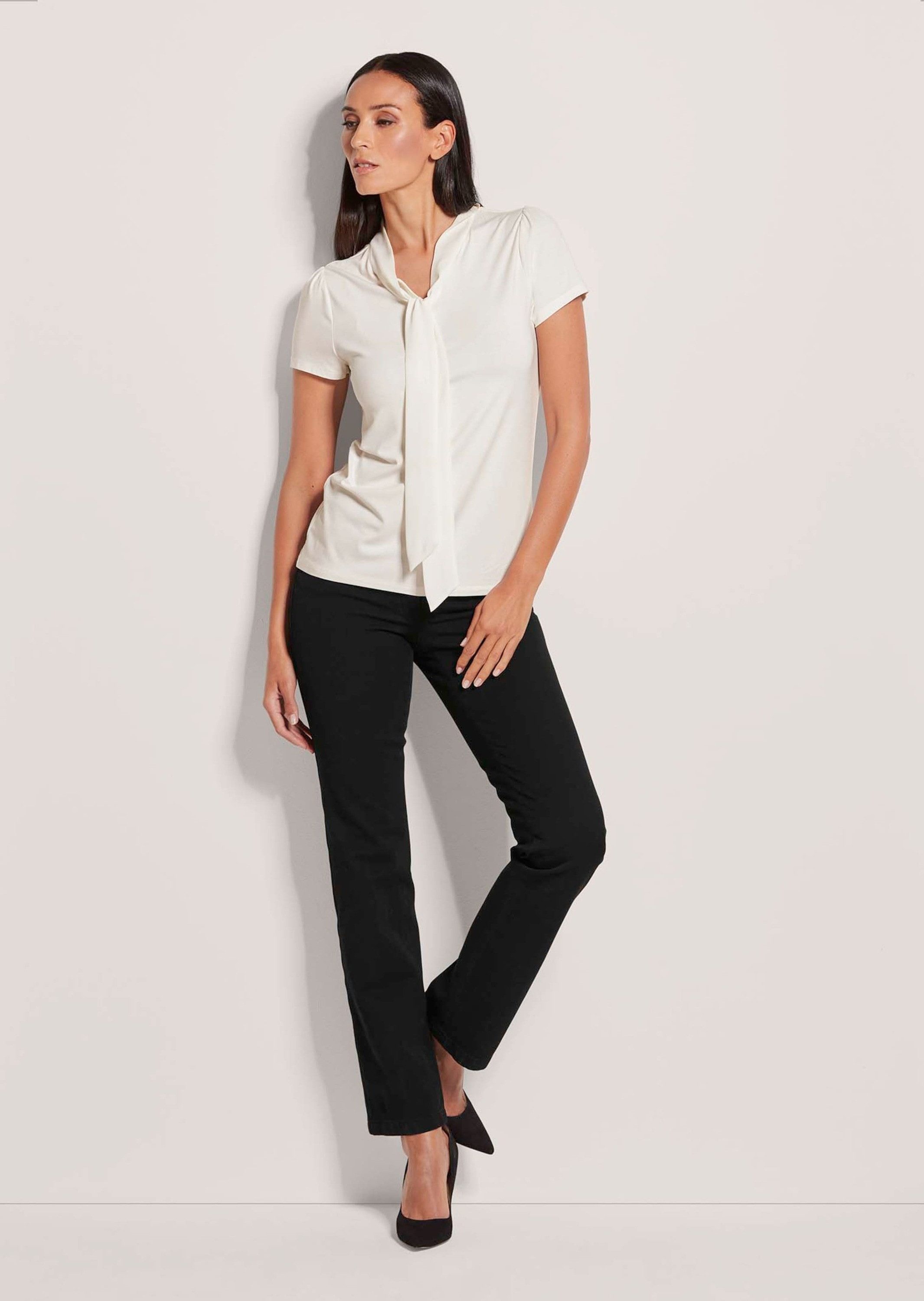 MADELEINE Kurzarmshirt Kurzarmoberteil mit Schluppe Schickes Blusenshirt mi günstig online kaufen