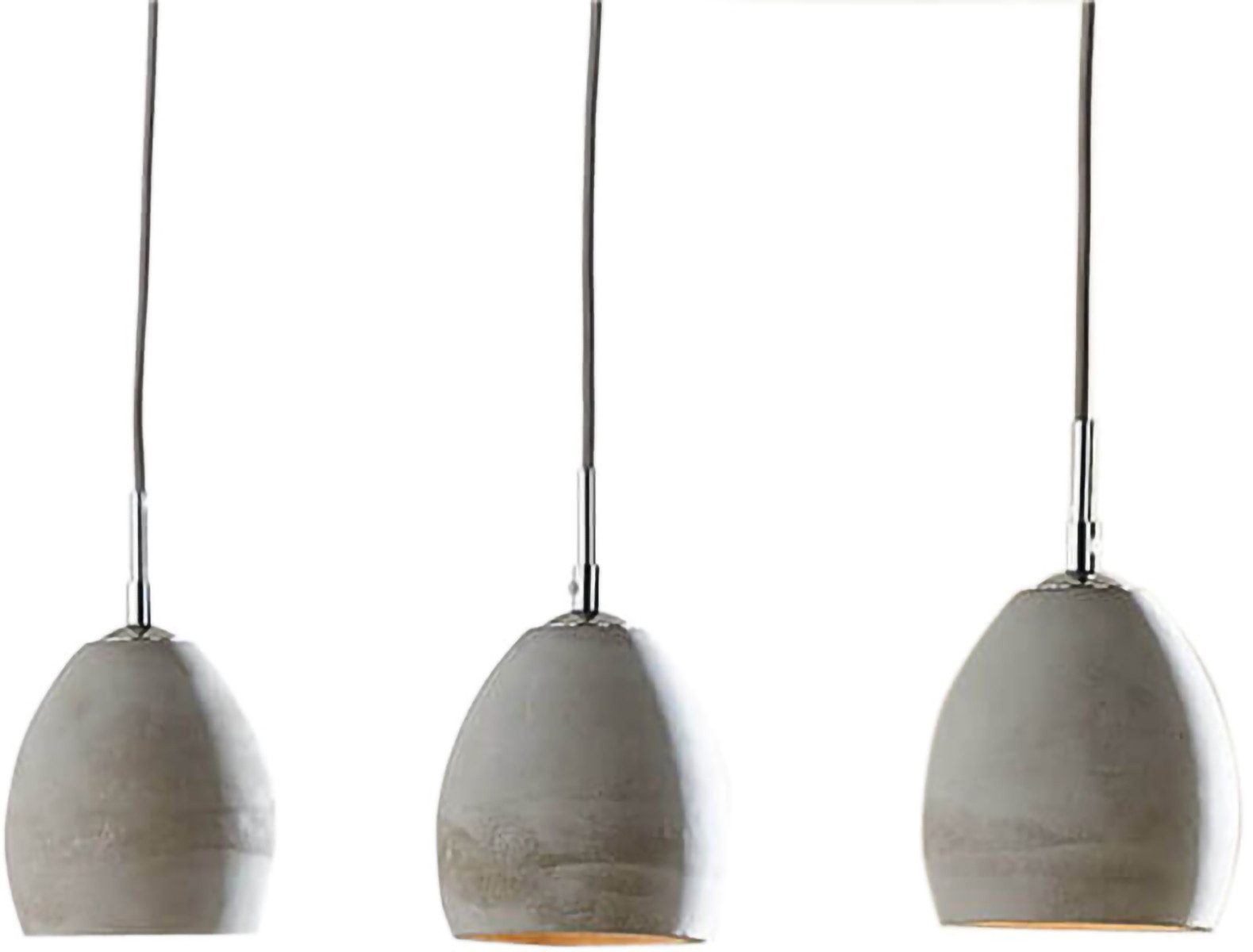 DELIFE Hängeleuchte Cirillo, Grau 70x15 cm 3 Schirme Beton Hängeleuchte