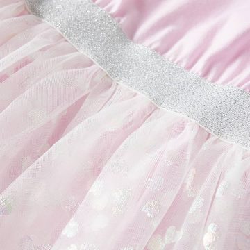 vidaXL A-Linien-Kleid Kinderkleid mit Rüschen und Glänzenden Herzen Hellrosa 116 Kurz