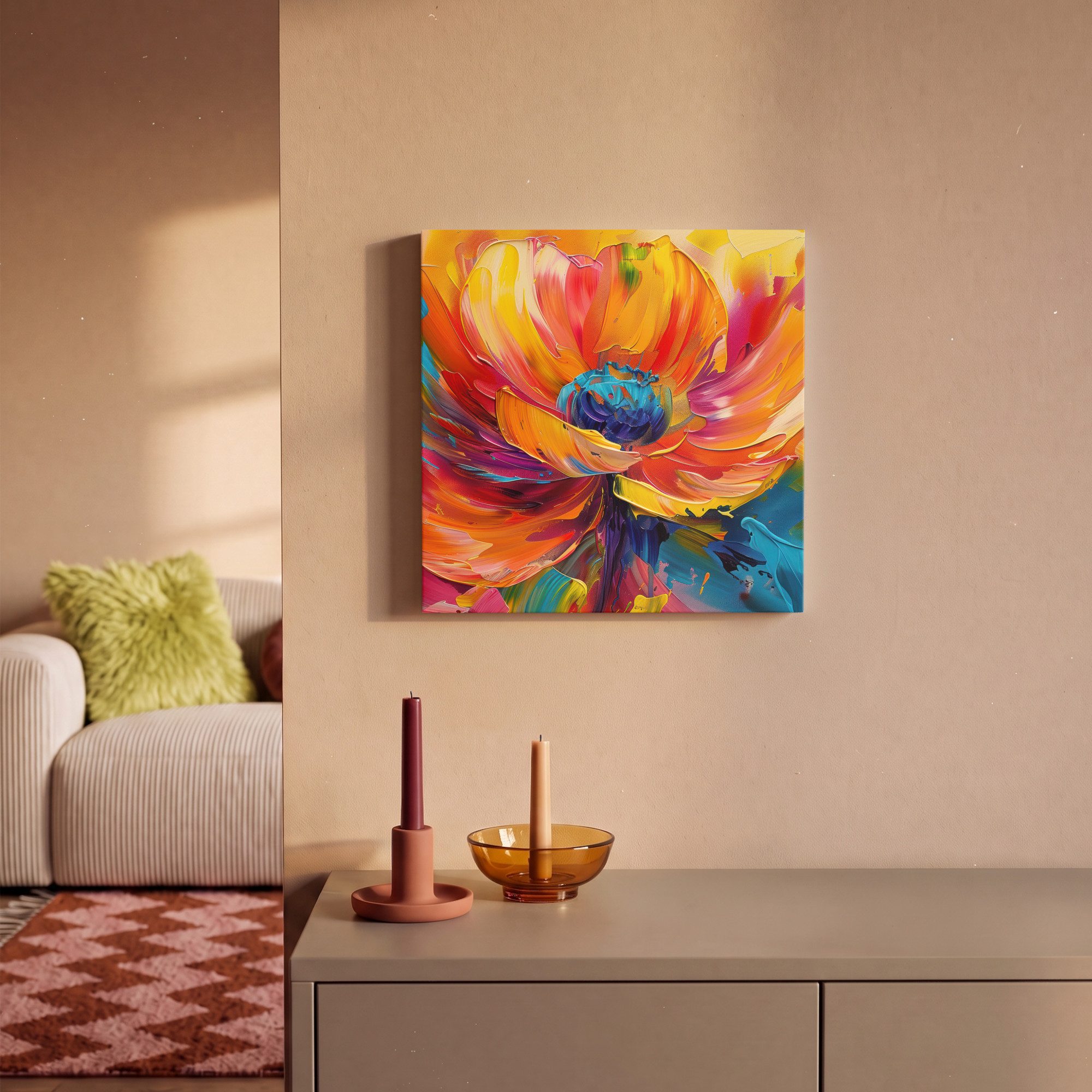 OneMillionCanvasses® Leinwandbild Blume - Lackierung - Modern - Abstrakt - Farben, Fotodruck (1 St), Leinwand Canvas Wandbild, Wanddekoration 20x30 cm – Bild 2 von 5