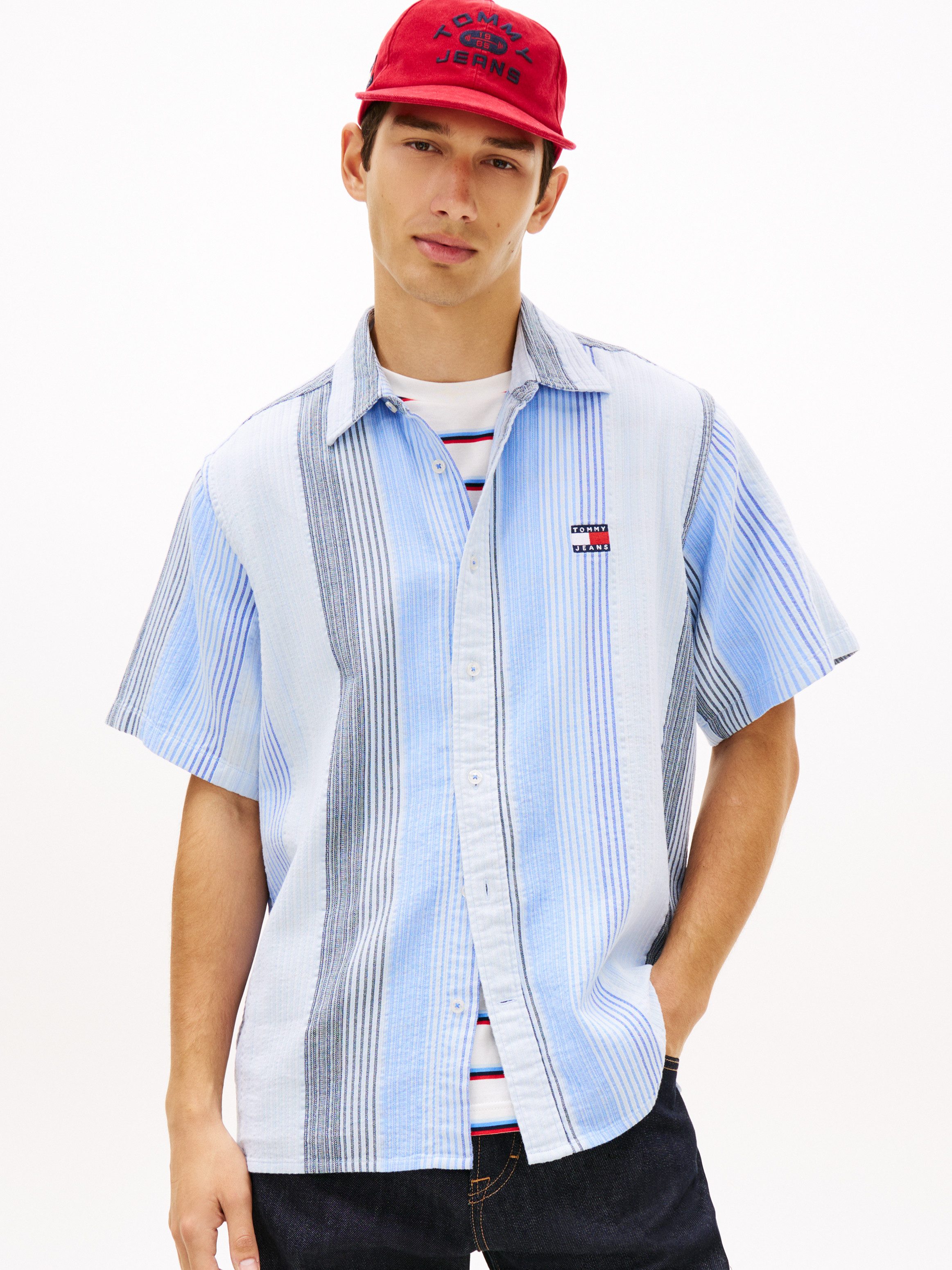 Tommy Jeans Kurzarmhemd RELAXED STRIPE Relaxed fit mit Streifenmuster günstig online kaufen