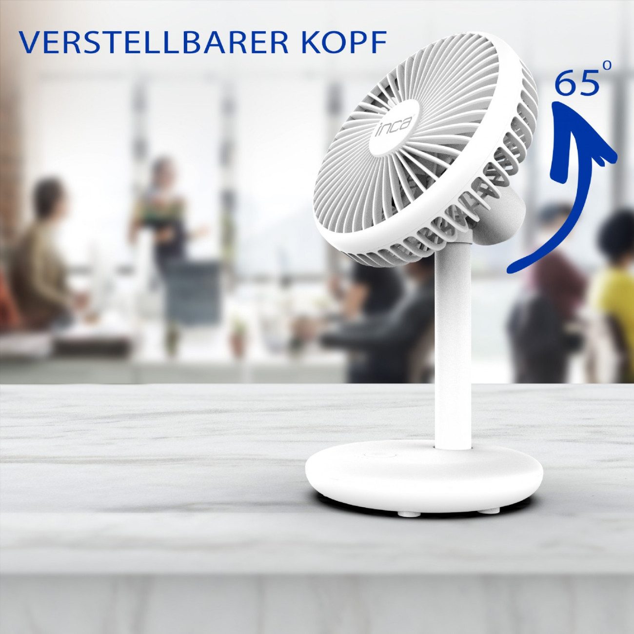 INCA Tischventilator IMF-14B, 15 cm Durchmesser, Schreibtischventilator mit 4 Stufen und abnehmbarer Frontabdeckung