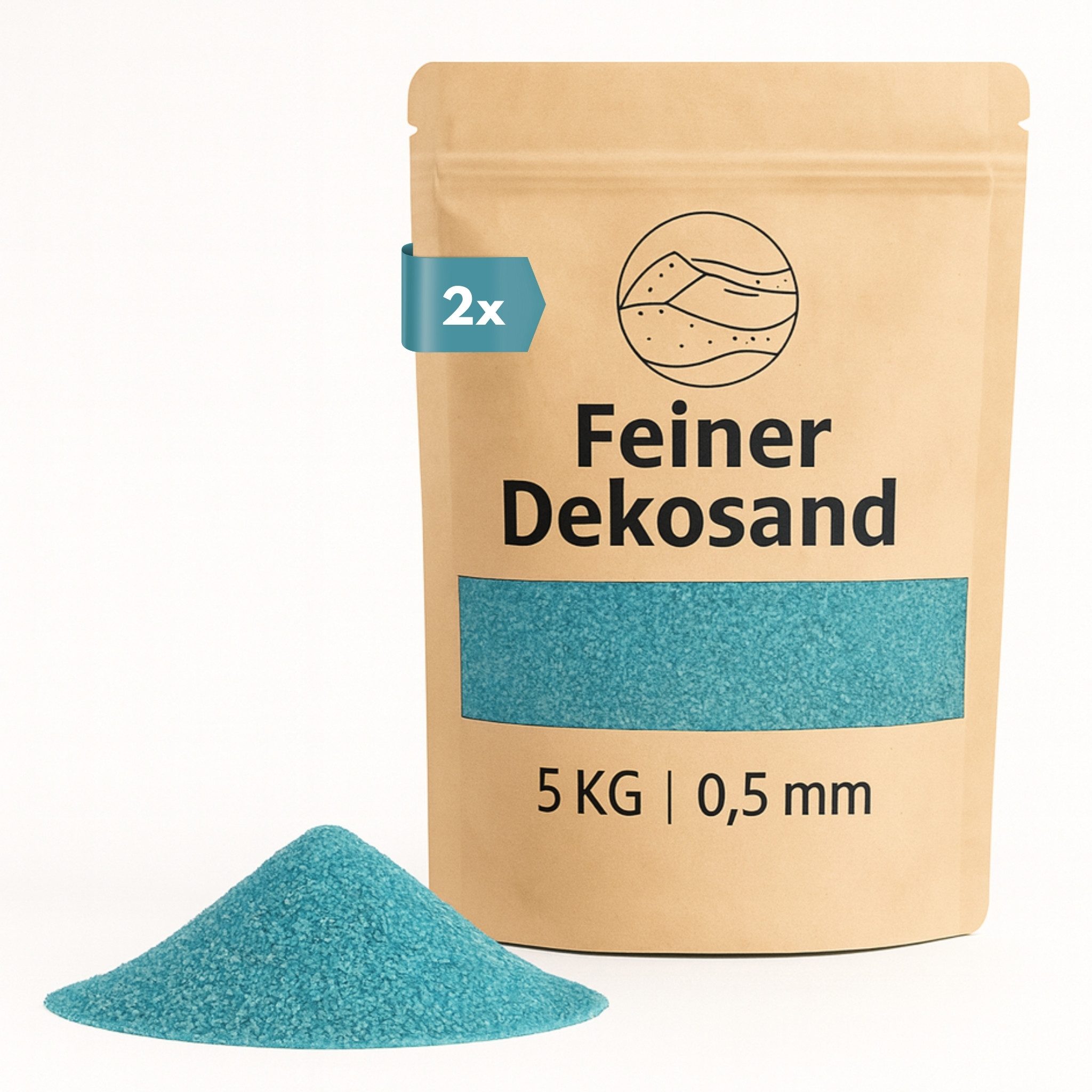 matches21 HOME & HOBBY Dekosand Deko-Sand türkis 10 kg für Vasen, Gläser & Streudeko (1-St), Bunter Farbsand als feiner Deko- & Bastelsand