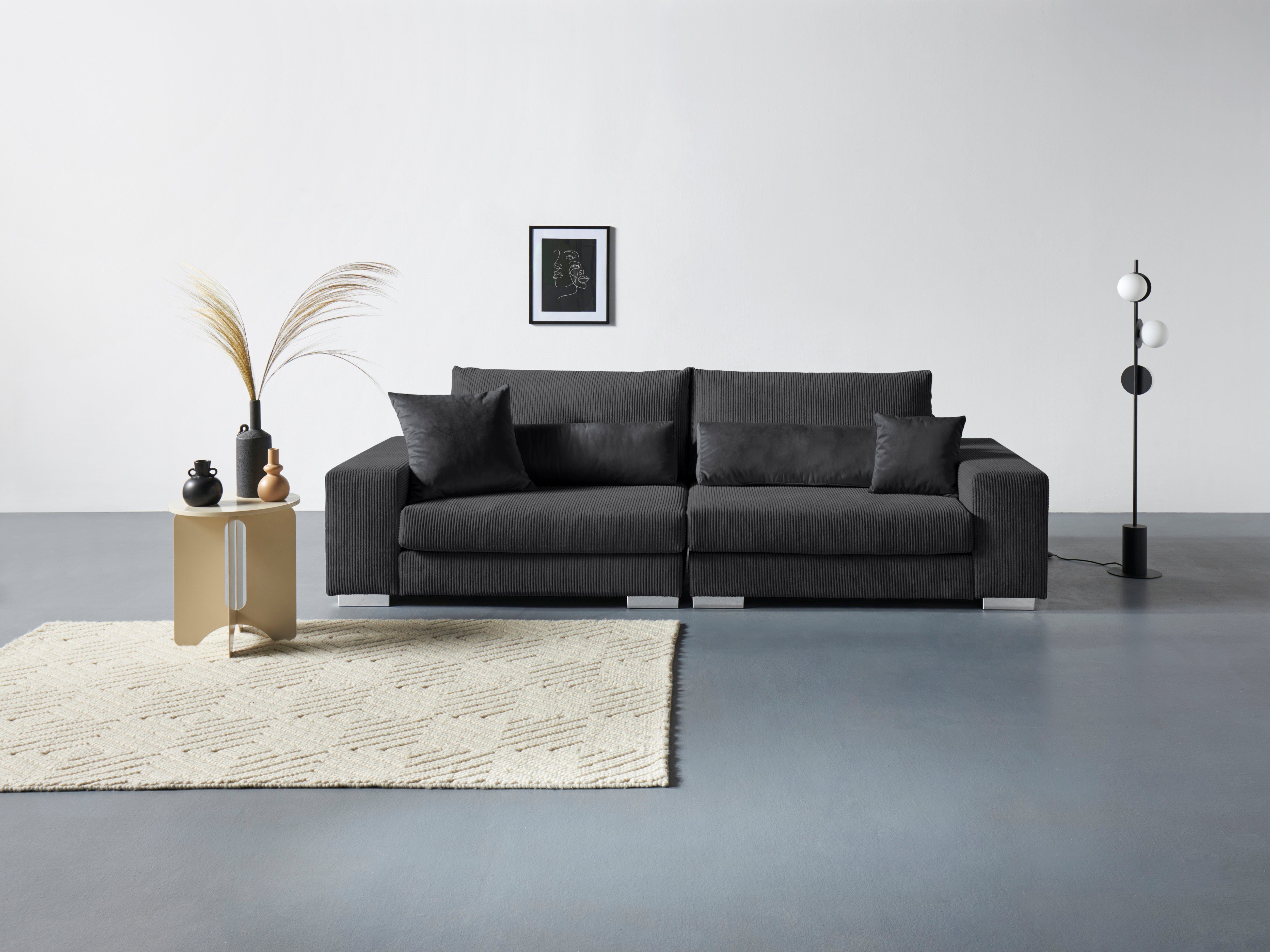 Home affaire Big-Sofa Vasco, Breite 277 cm, inkl. 6-teiliges Kissenset, in Cord