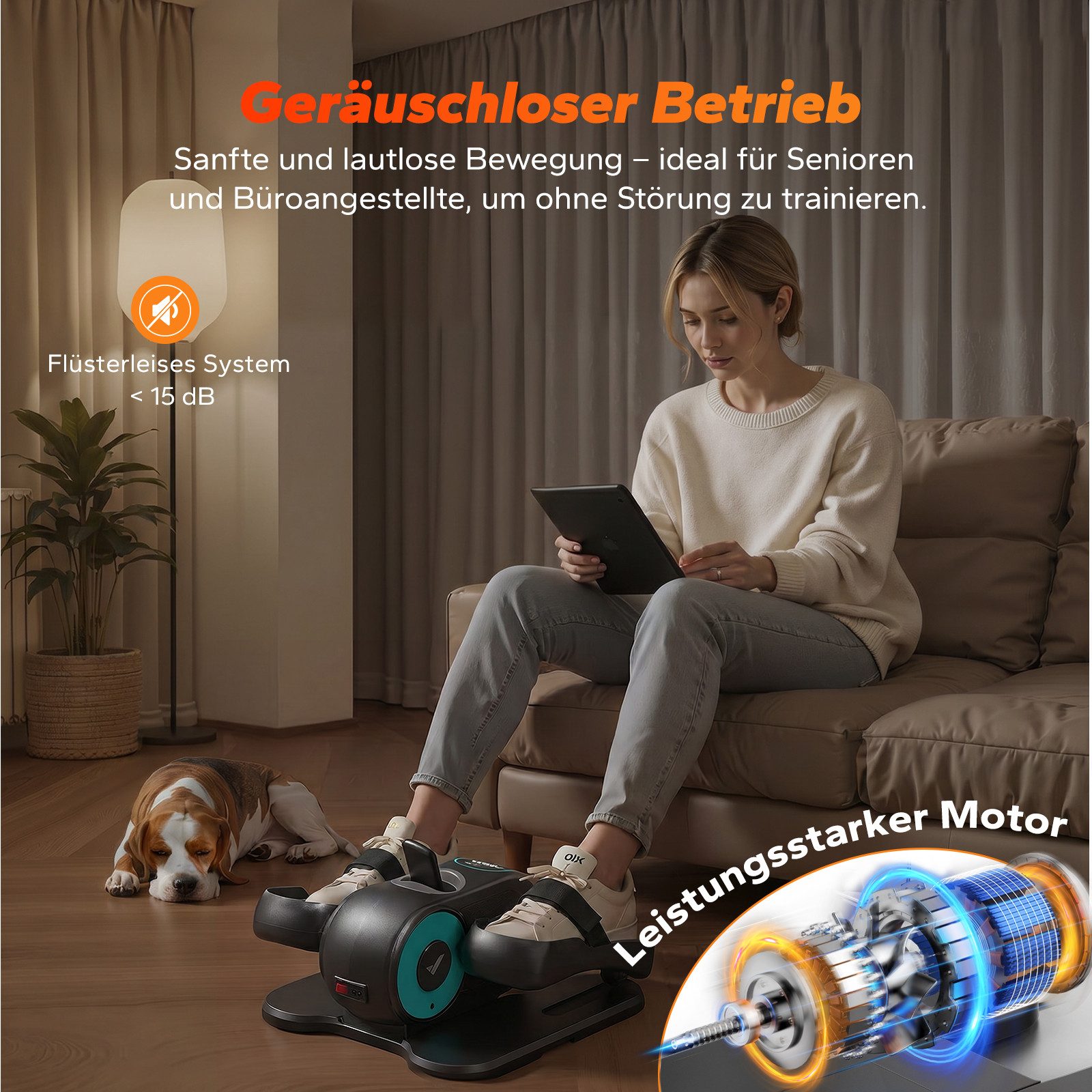 MERACH Crosstrainer Mini Ellipsentrainer, Untertisch Crosstrainer für Zuhause (Beintrainer für Durchblutung Set mit Fernbedienung, Mit LCD-Display, Netzkabel und Automatikmodus), 12 Stufen, Leise, Tragbar, Gelenkschonendes Training