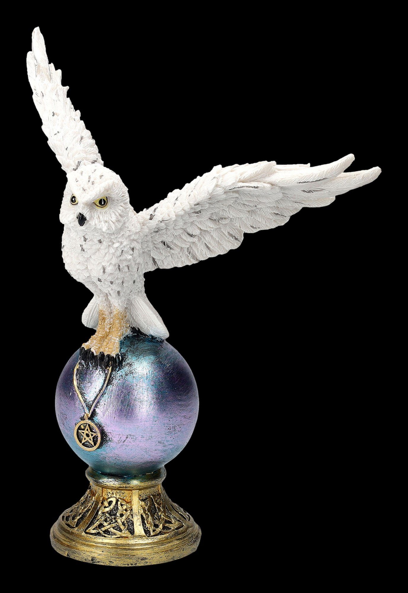 Figuren Shop GmbH Fantasy-Figur Eulenfigur mit Pentagrammkette - Magick Flight - Fantasy Dekofigur