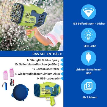 Starlyf Seifenblasenpistole Bubble Spray, Seifenblasenmaschine mit Akku, tausende von Seifenblasen in Sekunden