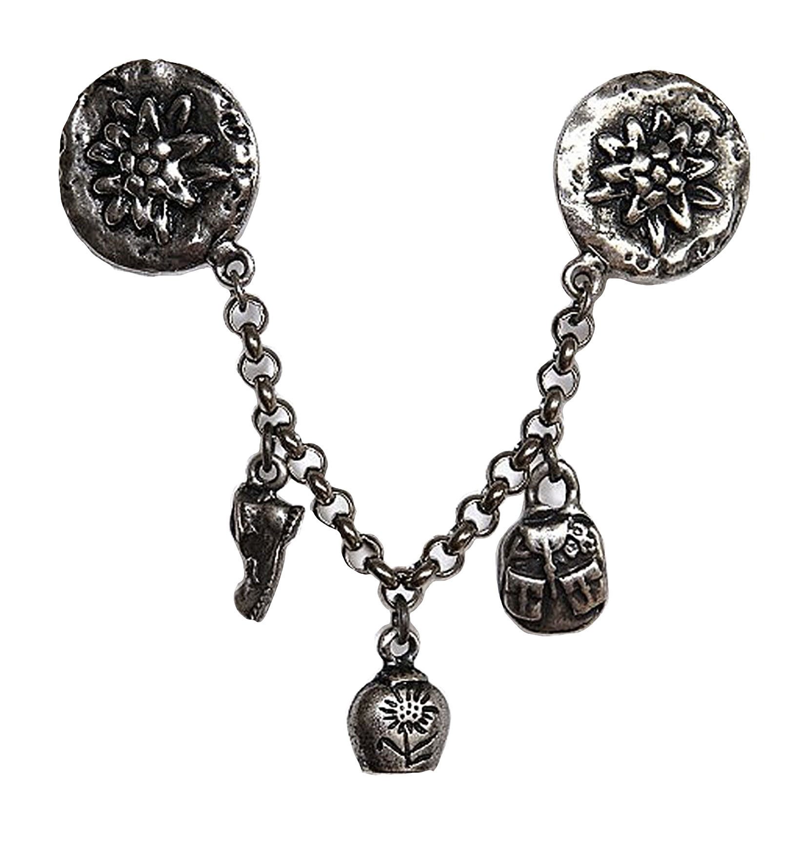 Moschen-Bayern Krawatte Kragenspange Trachtenkrawatte Herren Kragenschmuck Trachtenspange Metall 100% Messing - Farbe Altsilber