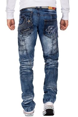Kosmo Lupo 5-Pocket-Jeans Auffällige Herren Hose BA-KM020 mit aufgesetzten Applikationen