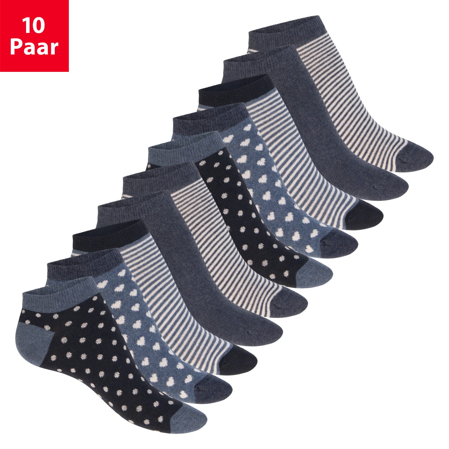 Sneakersocken Eco Sneaker Socken Damen (10 Paar) aus regenerativer Baumwolle