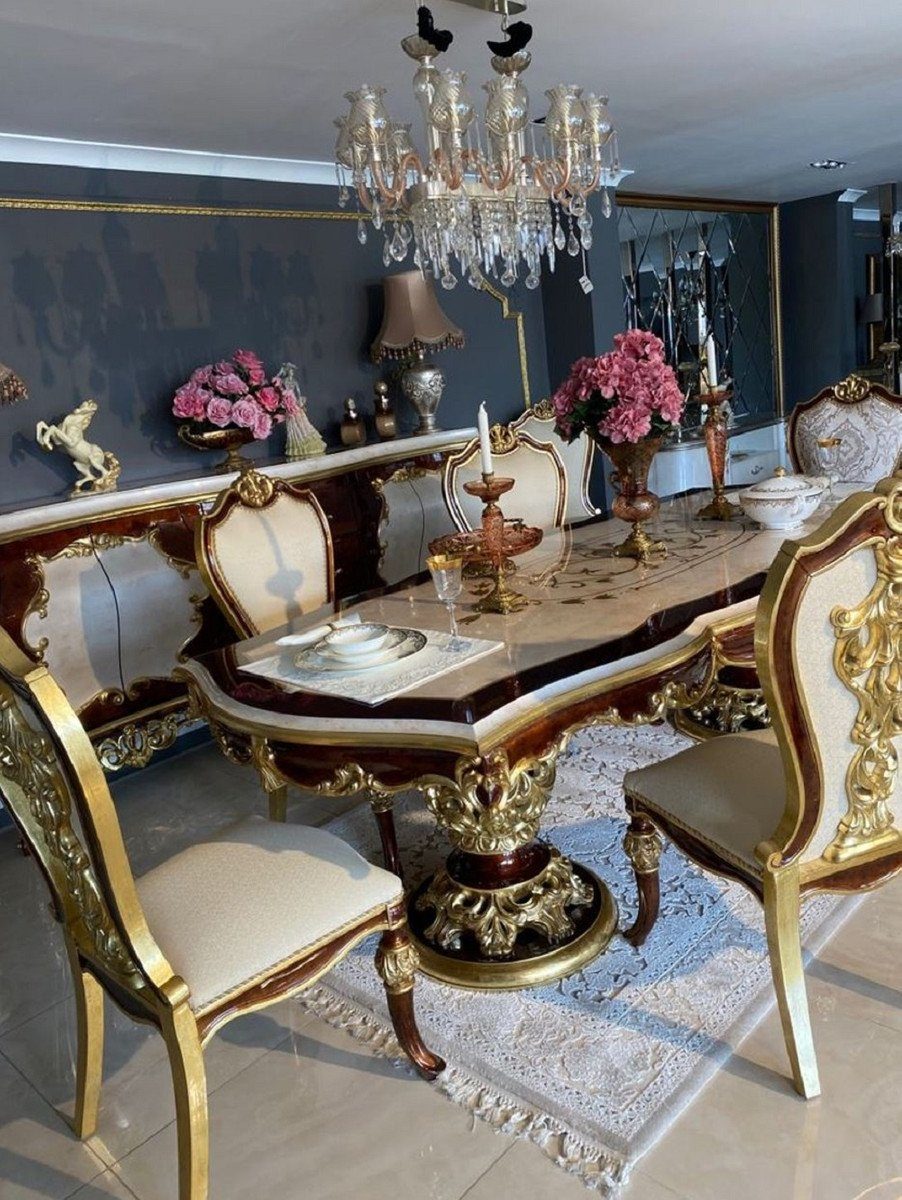 Casa Padrino Esszimmer-Set Luxus Barock Esszimmer Set - 1 Esstisch & 8 Esszimmerstühle - Handgefertigte Esszimmer Möbel im Barockstil - Edel & Prunkvoll | Esszimmer-Sets