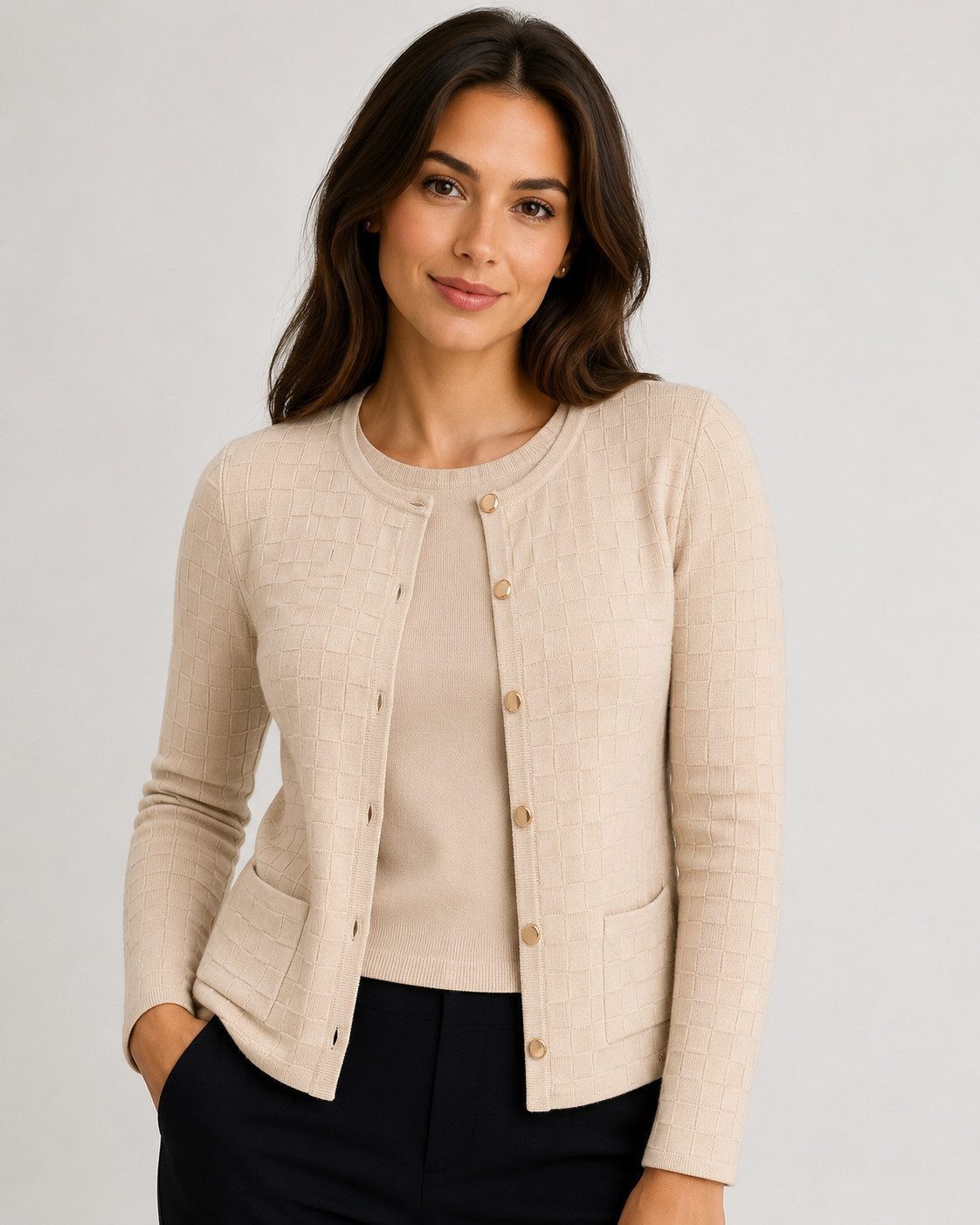 Passioni Cardigan Twinset im Schachbrettmuster