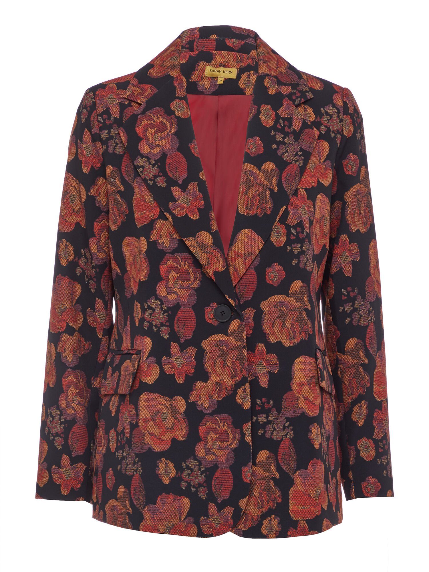 Sarah Kern Jackenblazer Jackett koerpernah mit Blumendruck