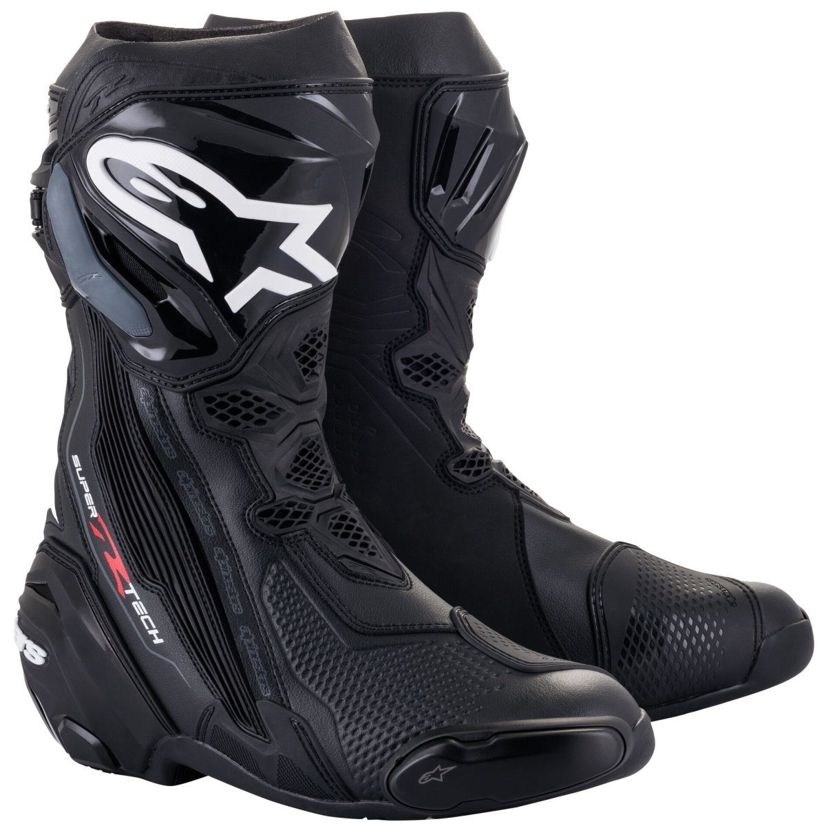 Alpinestars Alpinestars Supertech-R Motorradstiefel schwarz 43 Motorradstiefel (Packung, Antistatische und Öl- und Benzinfeste Sohle)