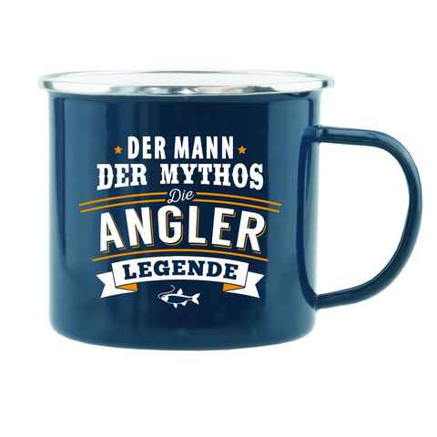 HTI-Living Becher Echter Kerl Emaille Becher Angler, Emaille, Kaffeetasse Teetasse Männergeschenk