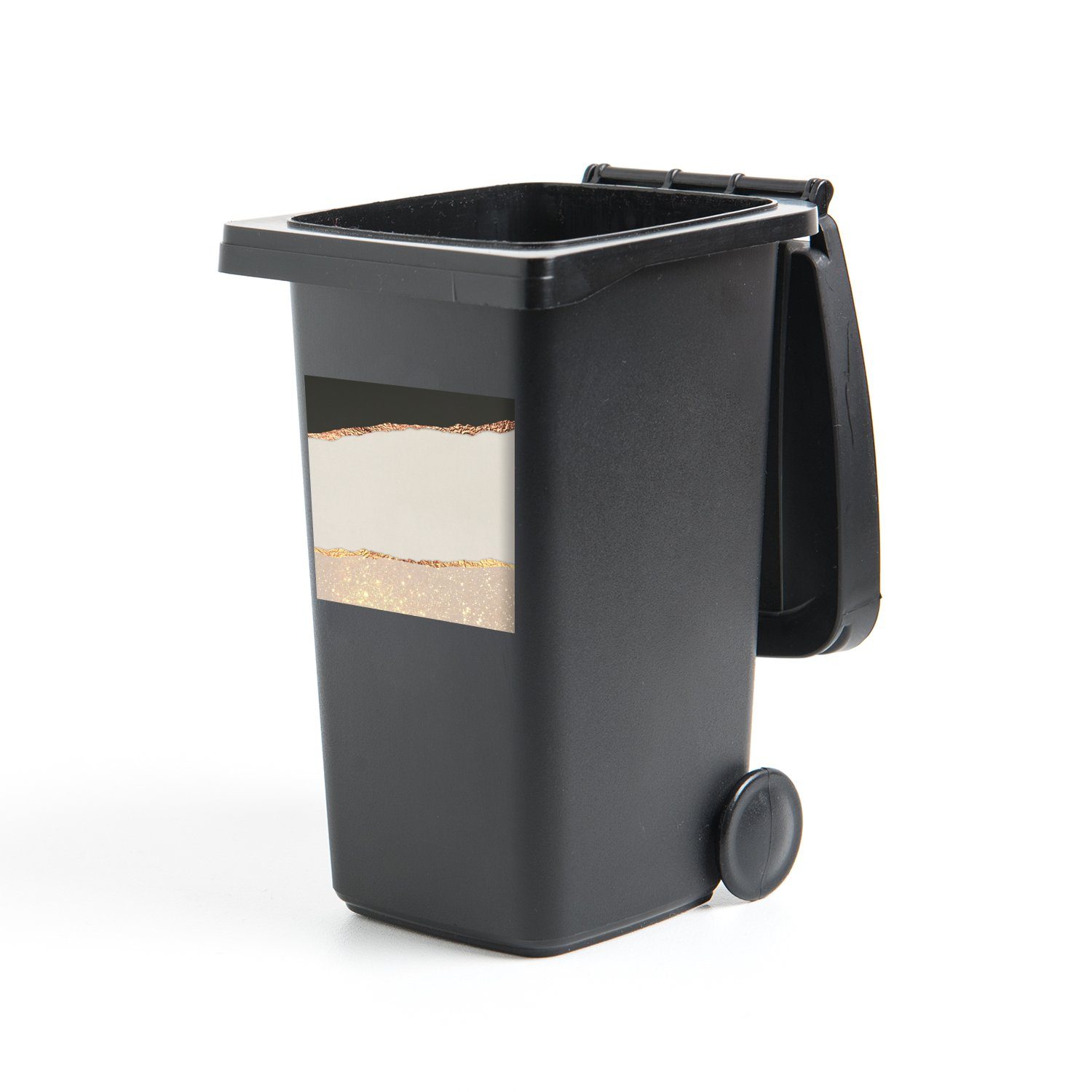 Mülleimer-aufkleber, Mülltonne, - - Luxus Abstrakt St), (1 Abfalbehälter - Wandsticker Container, MuchoWow Gold Sticker, Glitzer