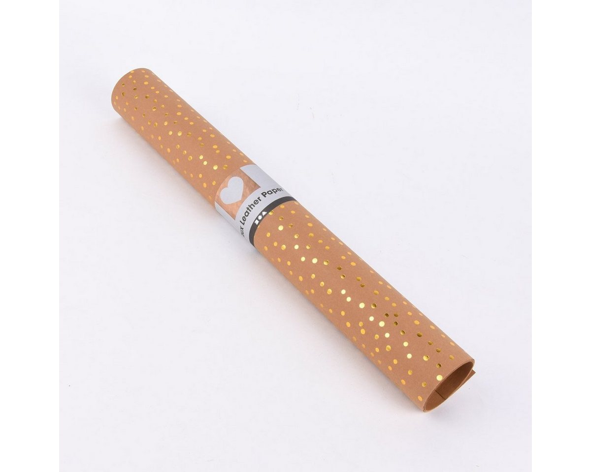 Thumbnail - SCHÖNER LEBEN. Stoff Creativ Company Lederpapier Bogen gold gepunktet Stärke 0,55mm natur