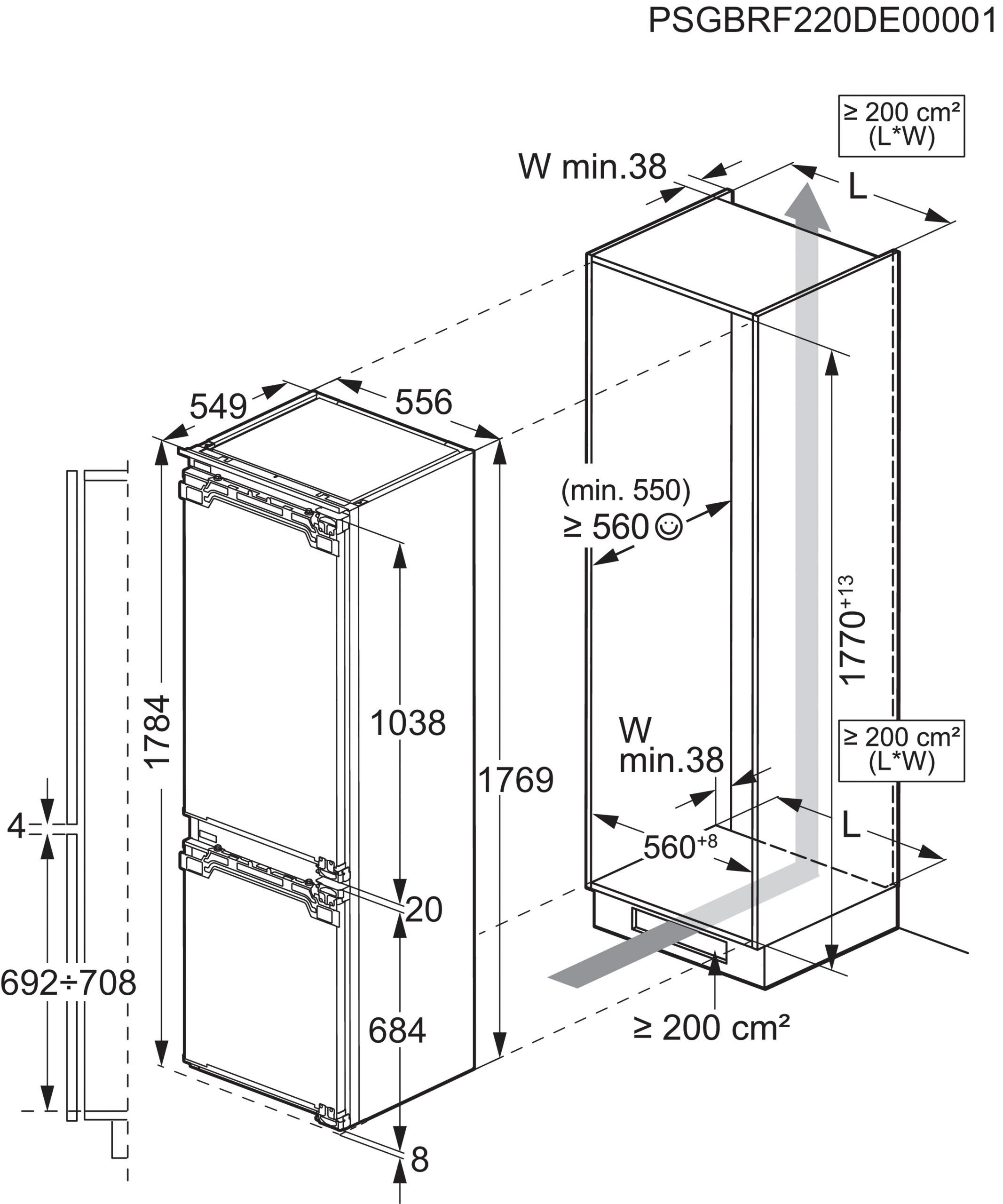 AEG Einbaukühlgefrierkombination 7000 cm breit hoch, 55,6 176,9 925553005, cm SCE818E7MF