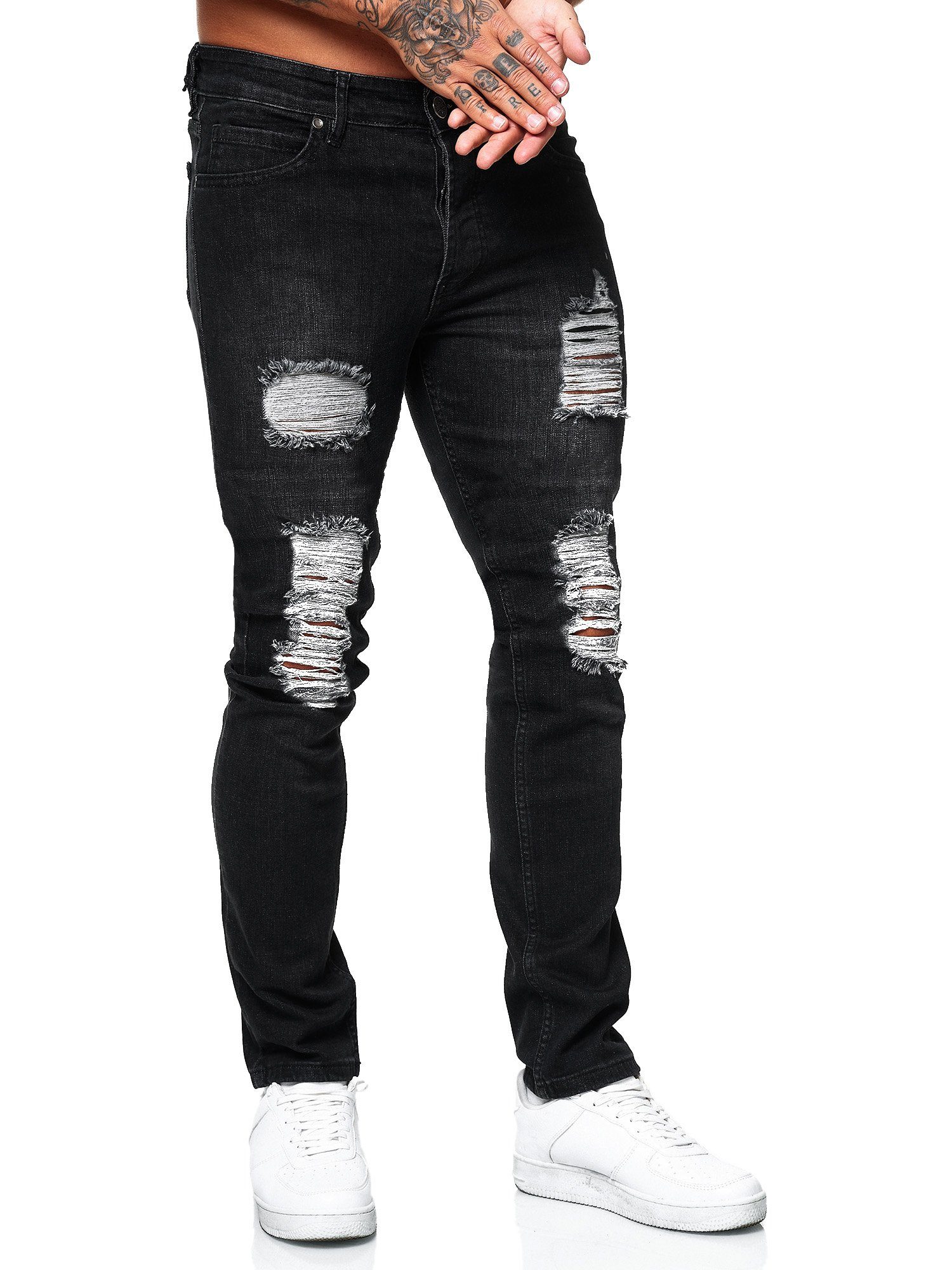 Code47 Slim Used Jeans Code47 Fit Denim Slim-fit-Jeans 5122 Herren Schwarz Design