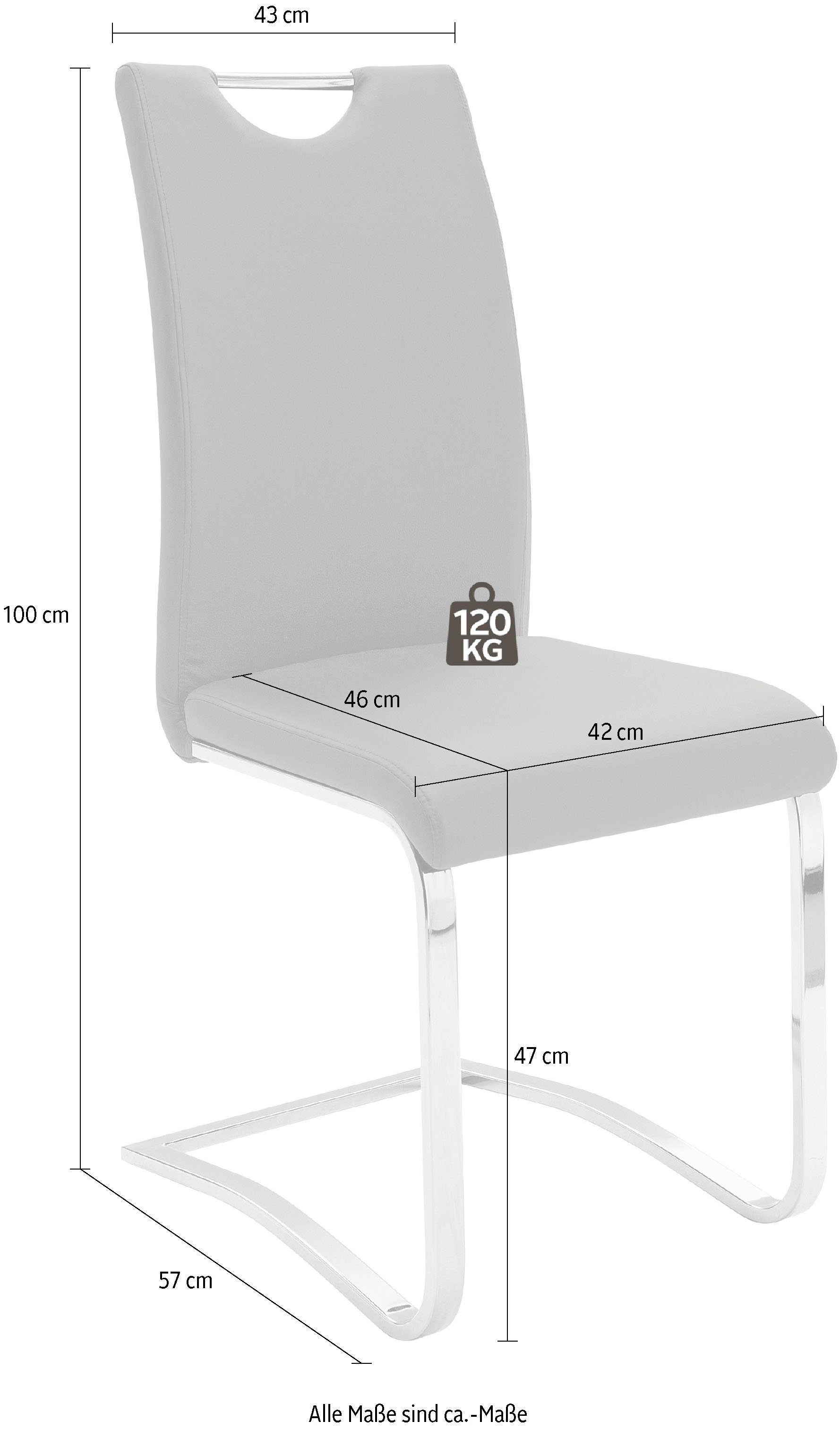 MCA furniture Freischwinger Köln Stuhl belastbar | (Set, 120 Schwarz 4 Kunstlederbezug, St), bis Schwarz kg Komfortsitzhöhe