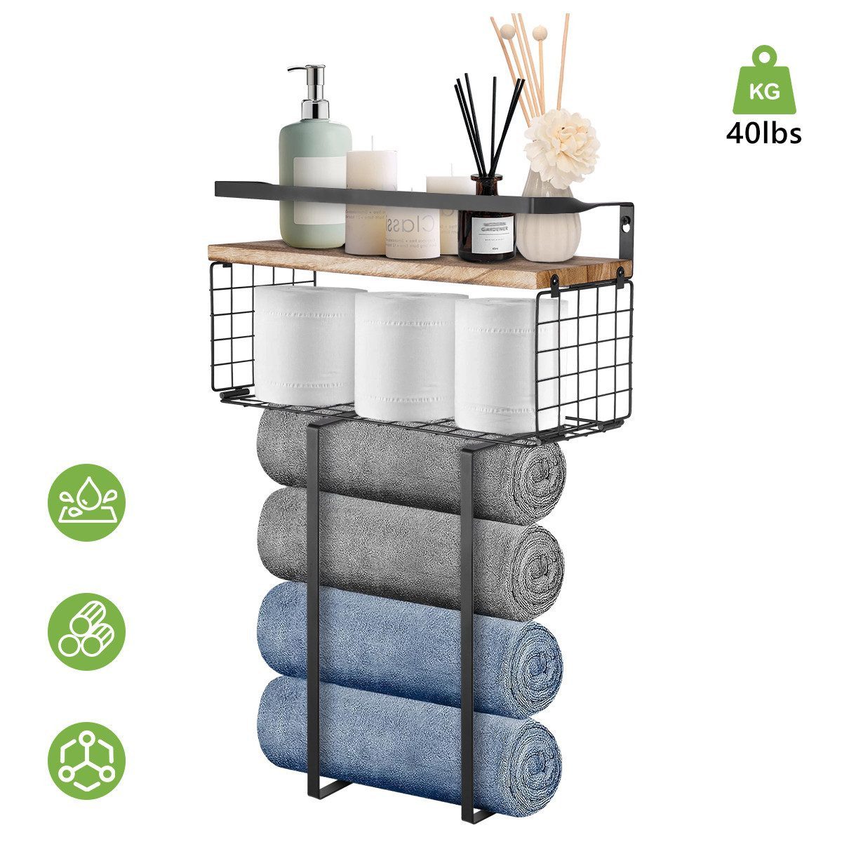 POPOLIC Handtuchstange Handtuchhalter Handtuchregal Wand Montage 40cm Badre günstig online kaufen