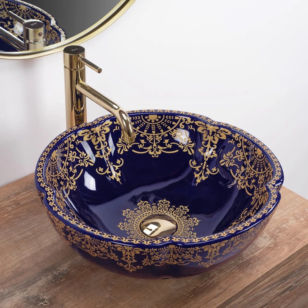 wohnwerk.idee Aufsatzwaschbecken Waschbecken Vintage Ornamente Vintage günstig online kaufen