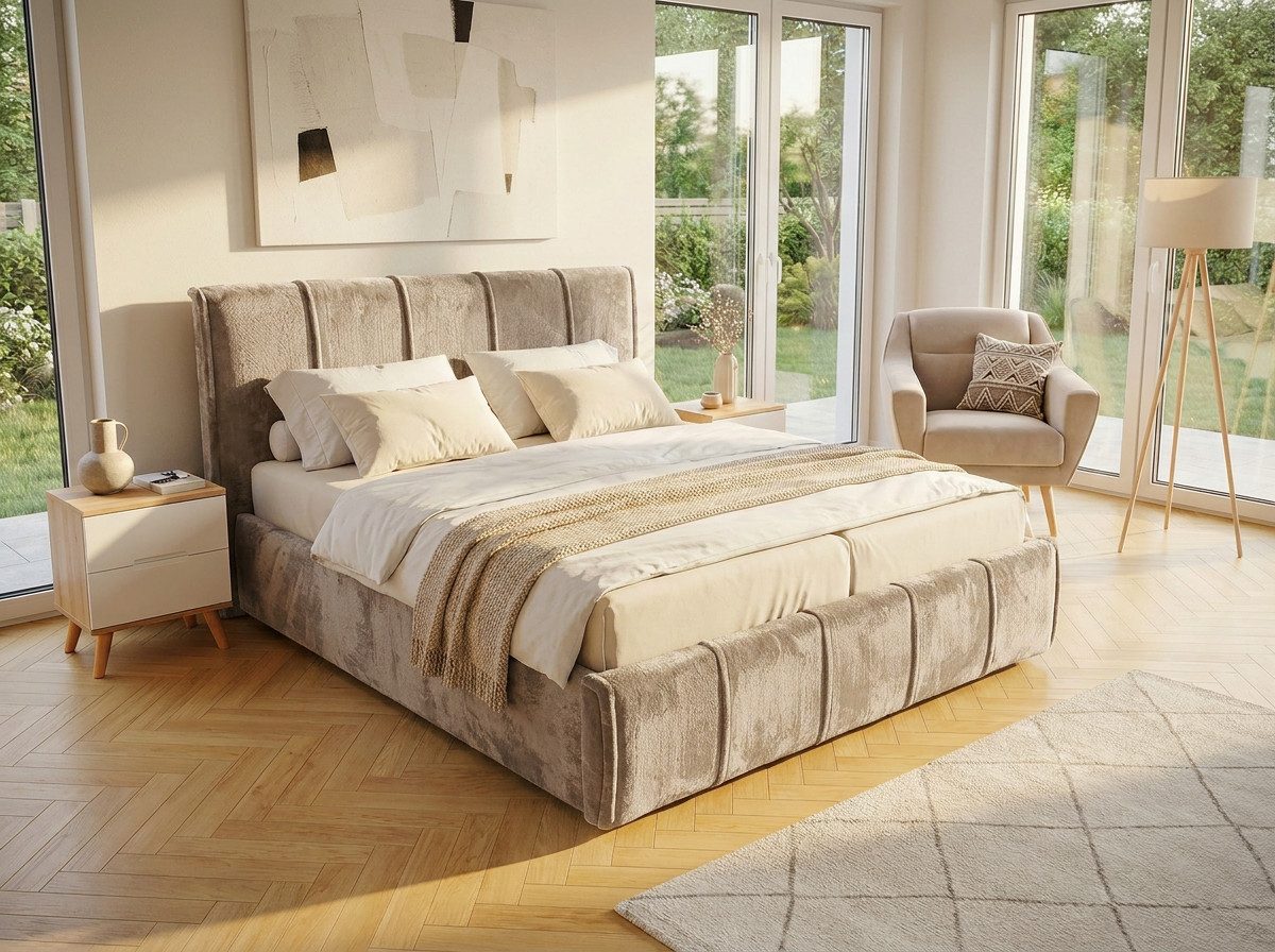 OTTO home Polsterbett EVELLINA in der Größe 180x200 cm, mit flauschigem Stoff bezogen, wahlweise mit Lattenrost und King-Matratze (28cm) – Bild 2 von 5