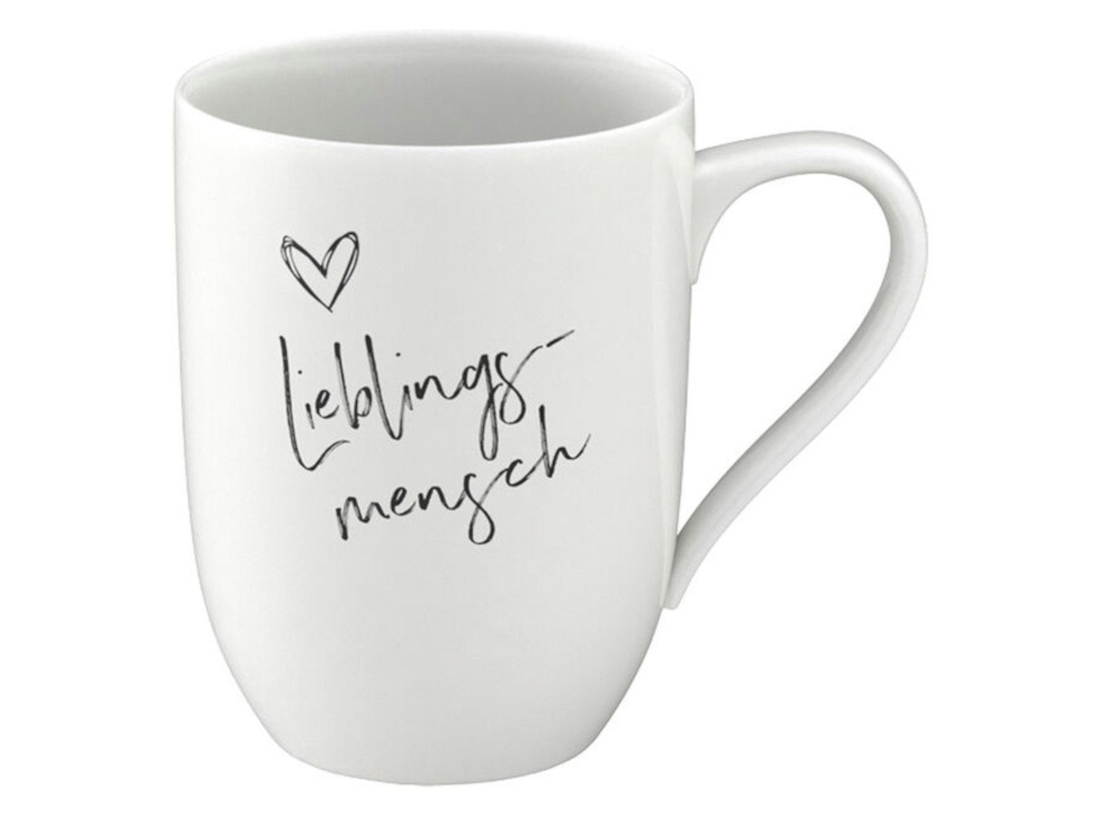 Villeroy & Boch Becher Statement Becher m. Henkel Lieblingsmensch 0,34 l, Premium Porcelain