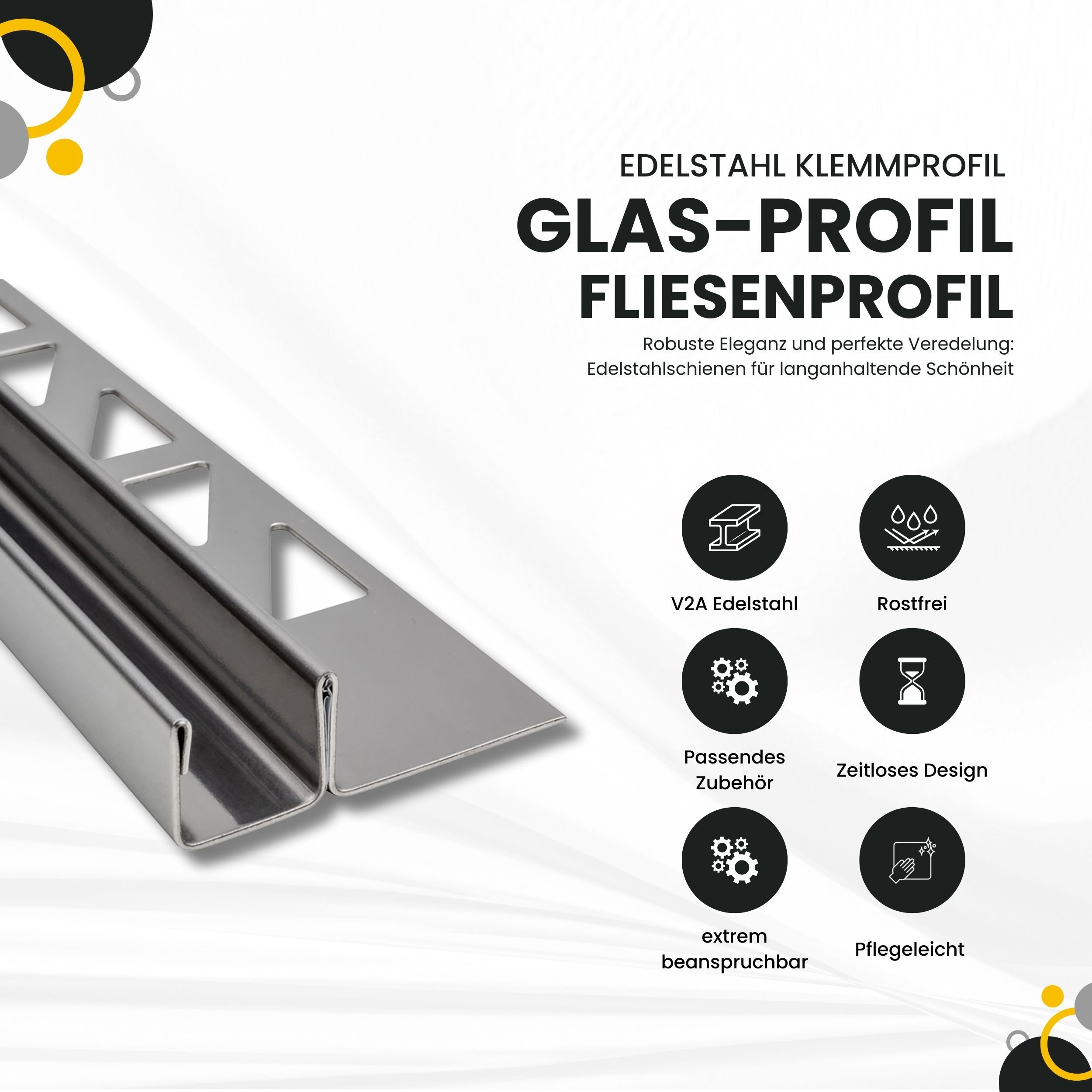 tktrading24 Abschlussprofil Glas-Fliesenprofil Edelstahl Klemmprofil Wandpr günstig online kaufen