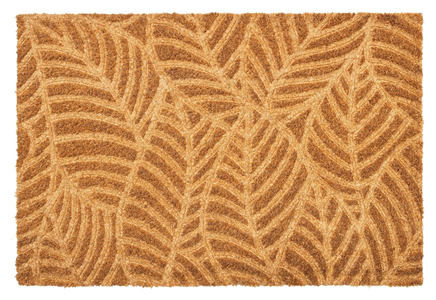 Fußmatte E-COCO EMBOSSED, 60 x 40 cm, Braun, Kokos, HAMAT, rechteckig, Höhe: 15 mm, Rückseite aus Latex, Blättermotiv