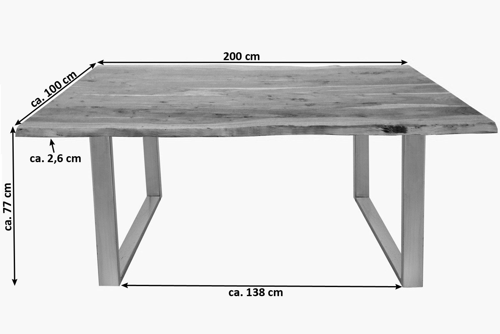 Loreno® Baumkantentisch Tops&Tables, Akazie Massivholz naturfarben günstig online kaufen