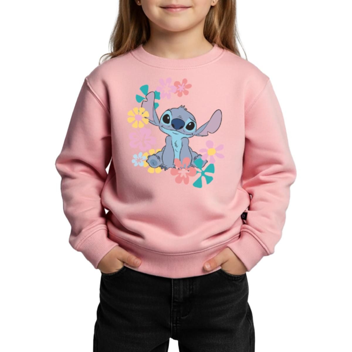 Sweatshirt Lilo & Stitch, Stitch Mit Hawaiianischen Blumen Kinder Premium Pullov