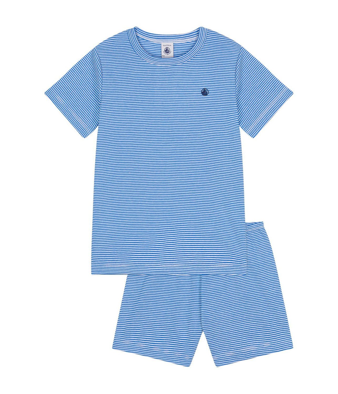 Petit Bateau Schlafanzug Petit Bateau kurzer Pyjama mit blau-weißen Streifen