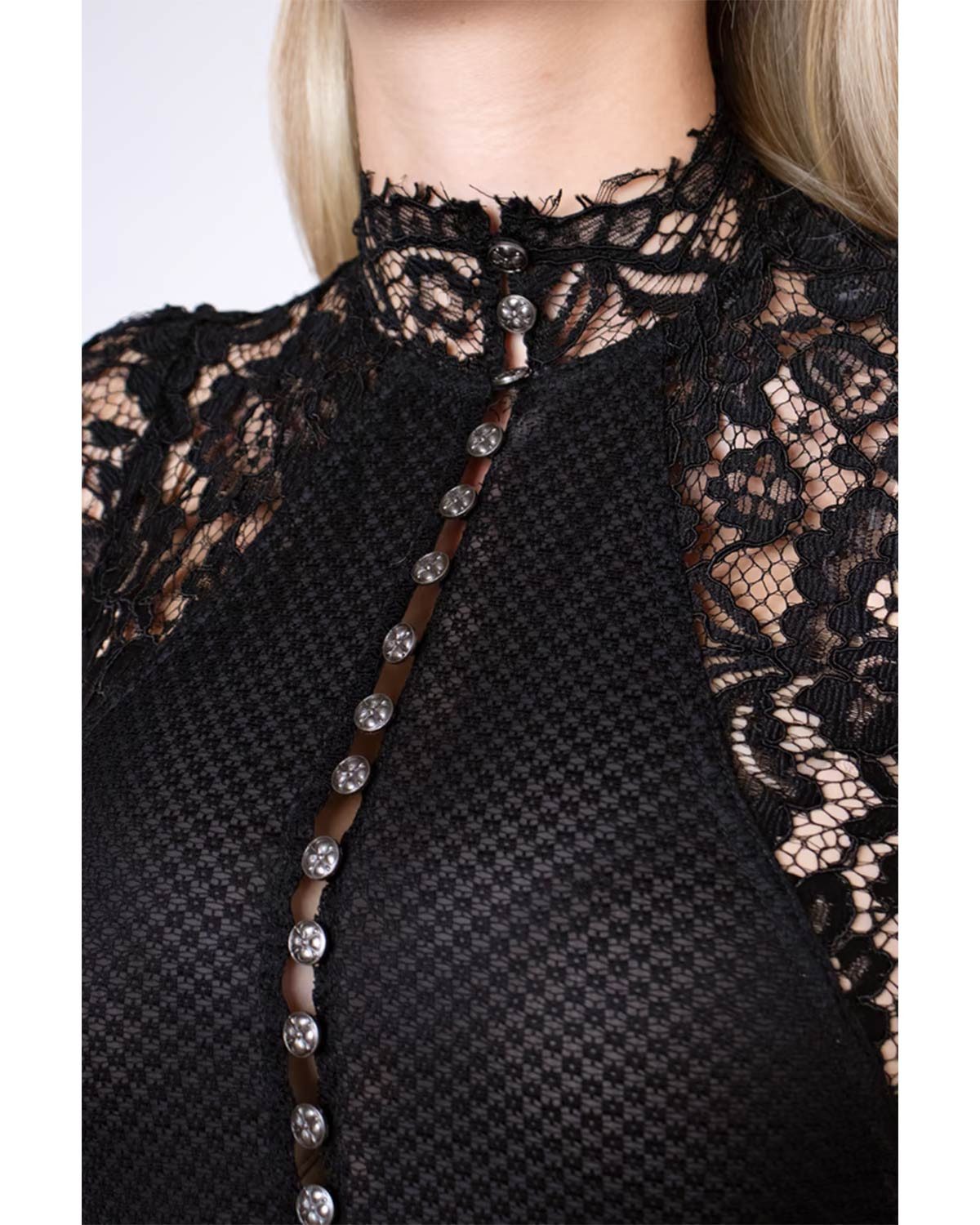 KRÜGER COLLECTION Body Trachtenshirt 'Millie' mit Spitze 282165, Schwarz – Bild 4 von 5