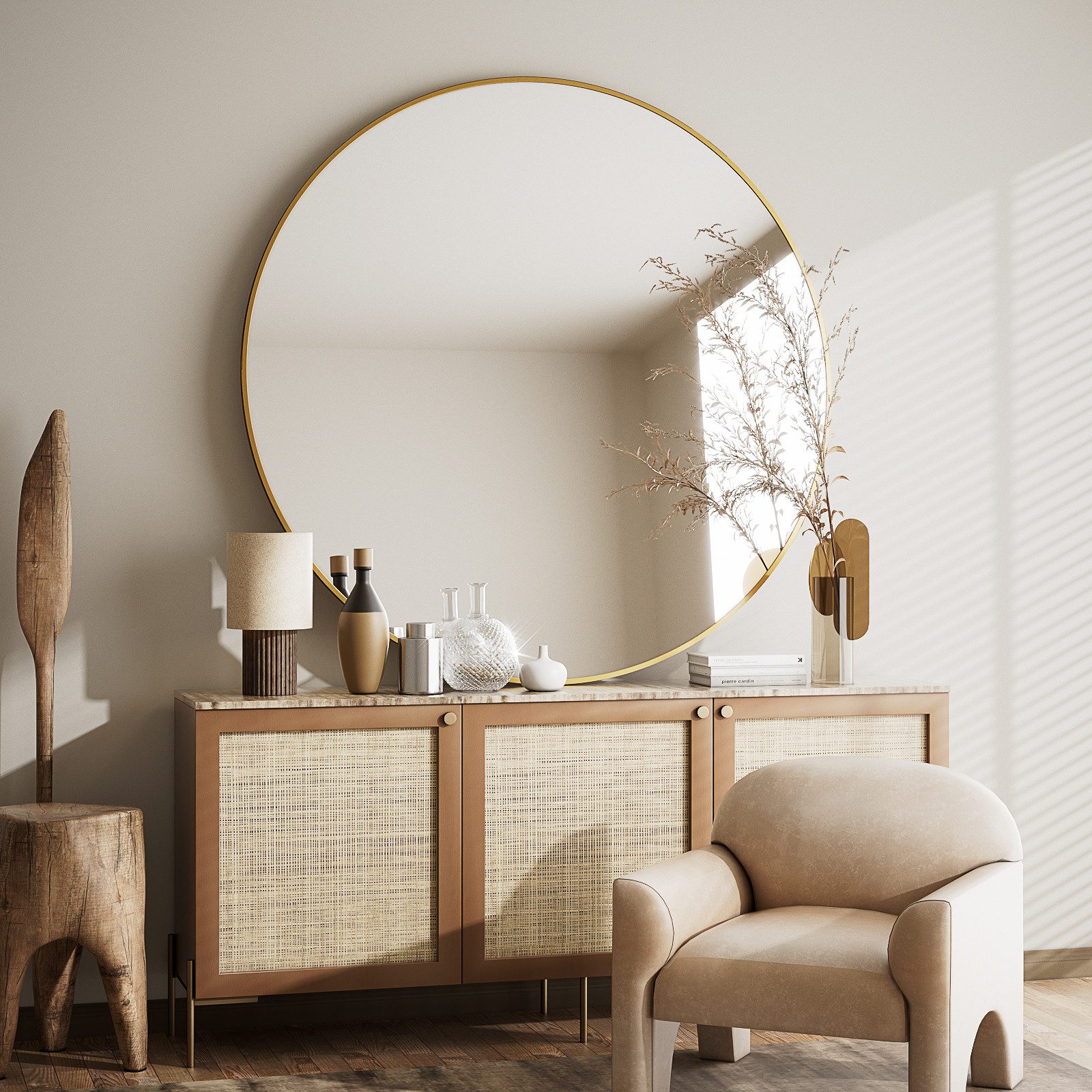 BEAUTYPEAK Wandspiegel Rundspiegel große Dekoration Badezimmer Spiegel (50cm*50cm,61cm*61cm,80cm*80cm, Badezimmerspiegel, wasserdicht, dekorativer Wandspiegel)