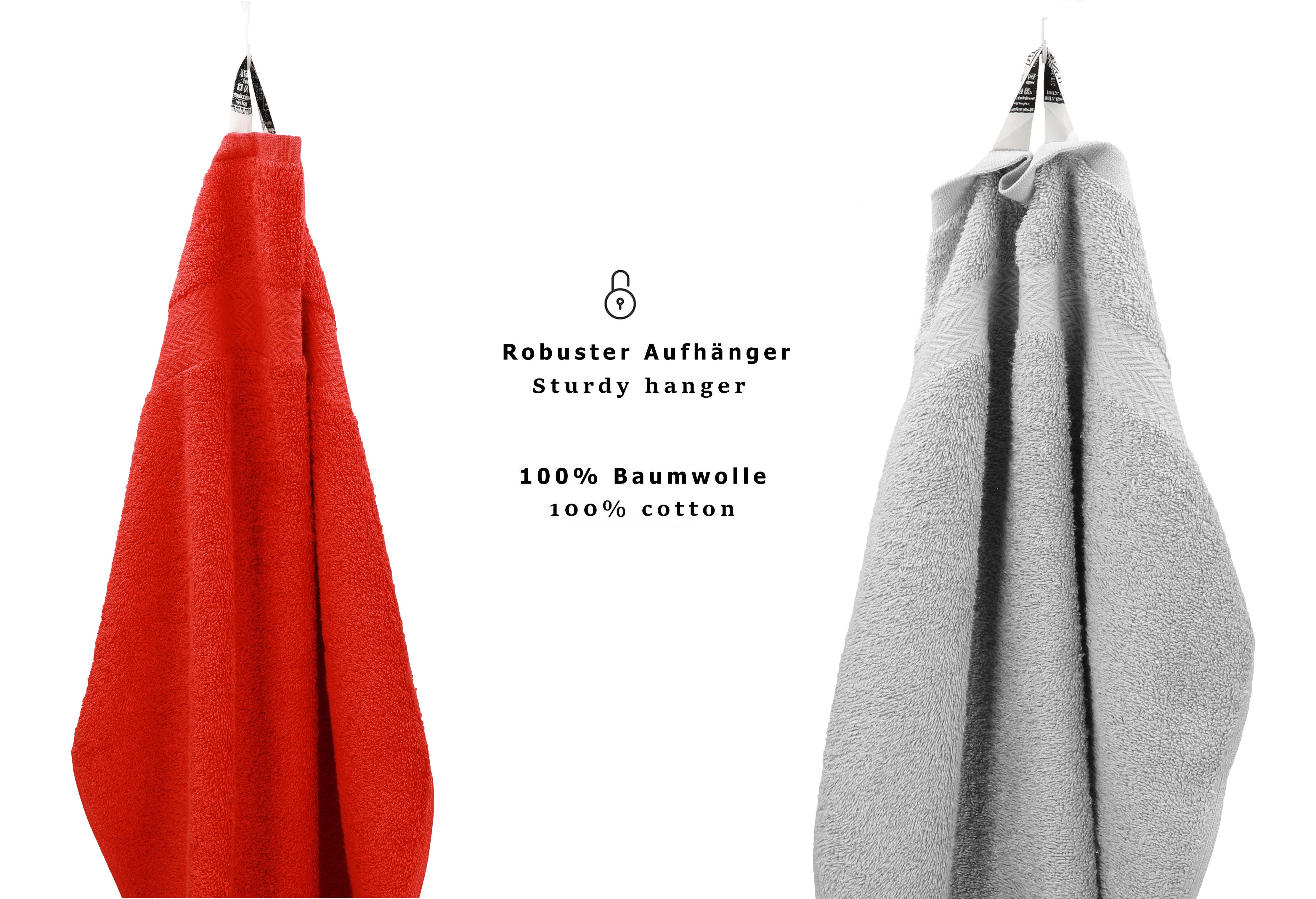 Betz Handtuch Set 10-TLG. Handtuch-Set Premium Farbe Rot & Silbergrau, 100% Baumwolle (Set, 10-St)