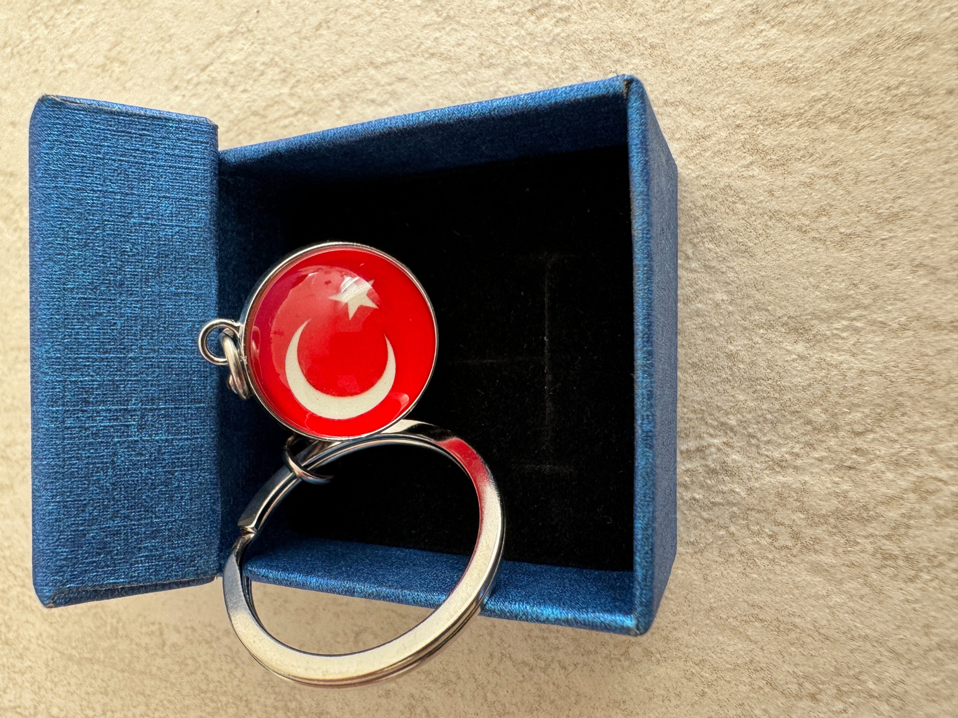 Schlüsselanhänger mit Gravur Türkei Flagge Schlüsselanhänger 3D mit Geschenkbox