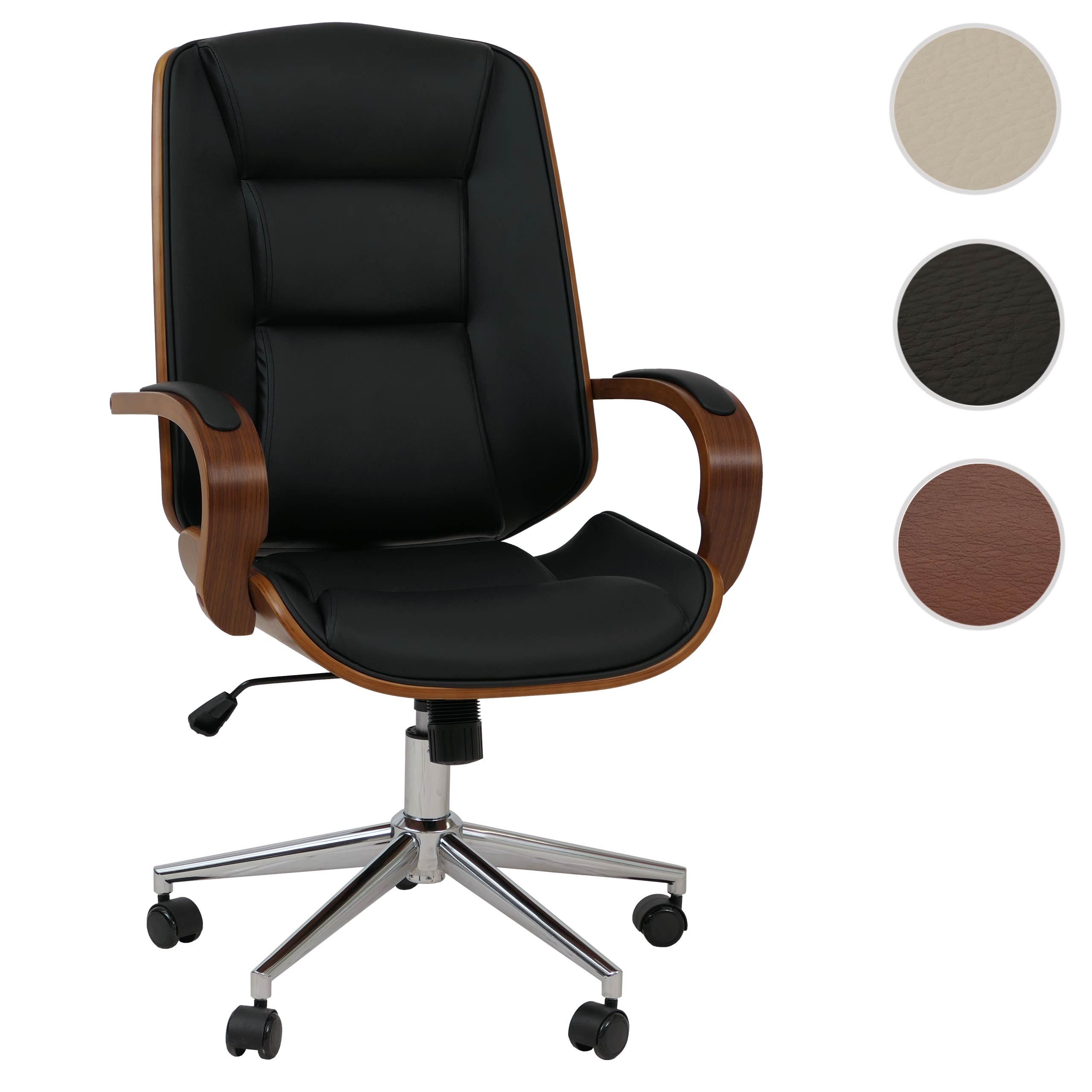 MCW Bürostuhl MCW-O83, Elegantes Design aus Bugholz, um 360° drehbar, mit Rollen