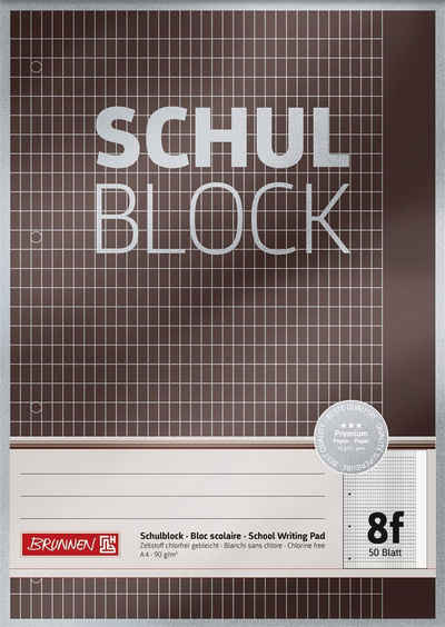 BRUNNEN Collegeblock BRUNNEN 1052608 Block Premium "Schulblock" A4 5 x 7 rautiert mit Rand