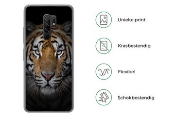 MuchoWow Handyhülle Tiger - Wildtiere - Porträt - Schwarz - Tiere, Phone Case, Handyhülle Xiaomi Redmi 9, Silikon, Schutzhülle