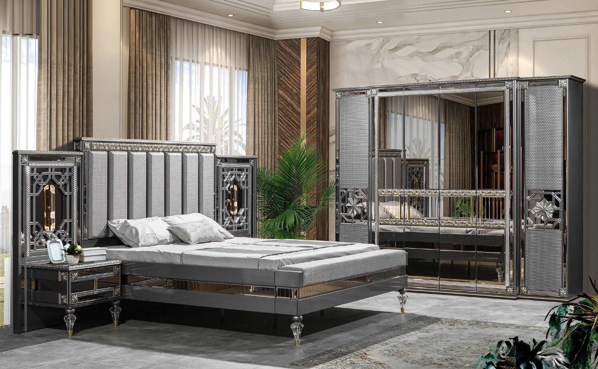 Luxus Made (Kleiderschrank) Schlafzimmer in Schränke Europe Grauer Kleiderschrank Holz Kleiderschrank JVmoebel Grau