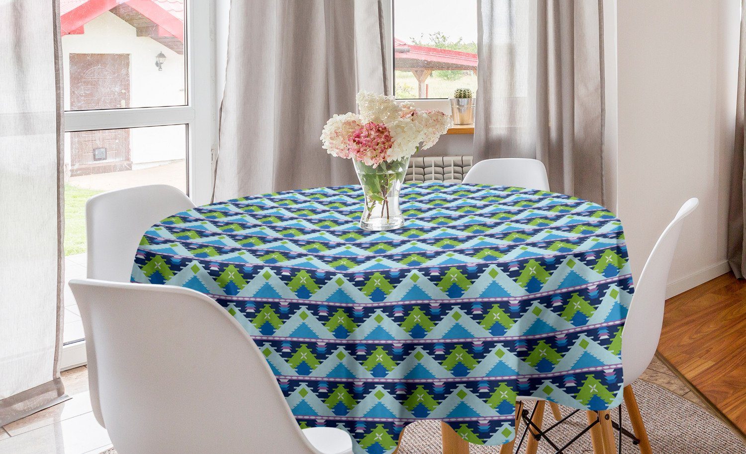 Abakuhaus Tischdecke Kreis Abdeckung Dekoration, für Afrikanische Motive Küche Esszimmer ethnische Tischdecke Geometrisch